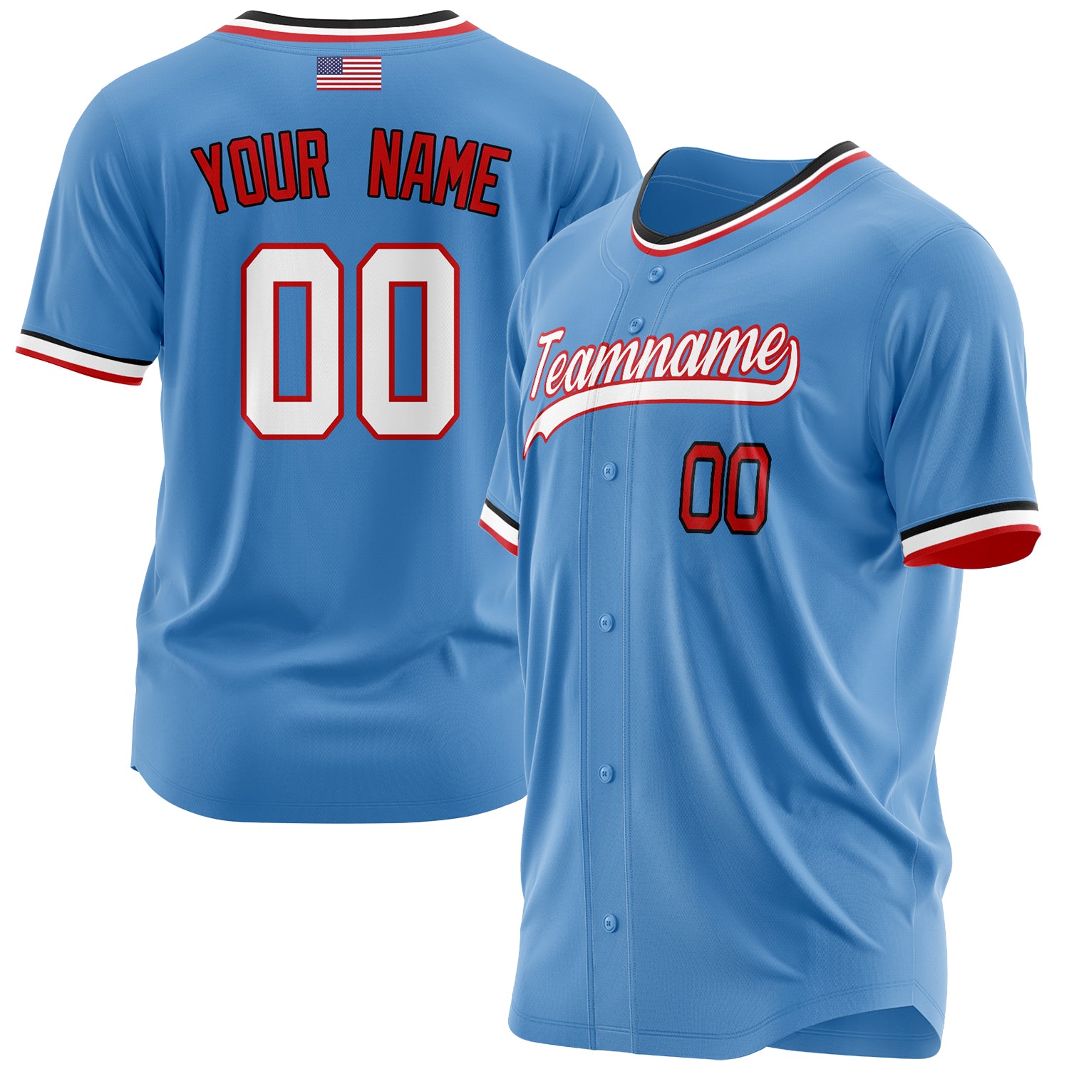 Benutzerdefiniertes Professionelles Puderblau Weiß Baseballtrikot BB03240607XJ171