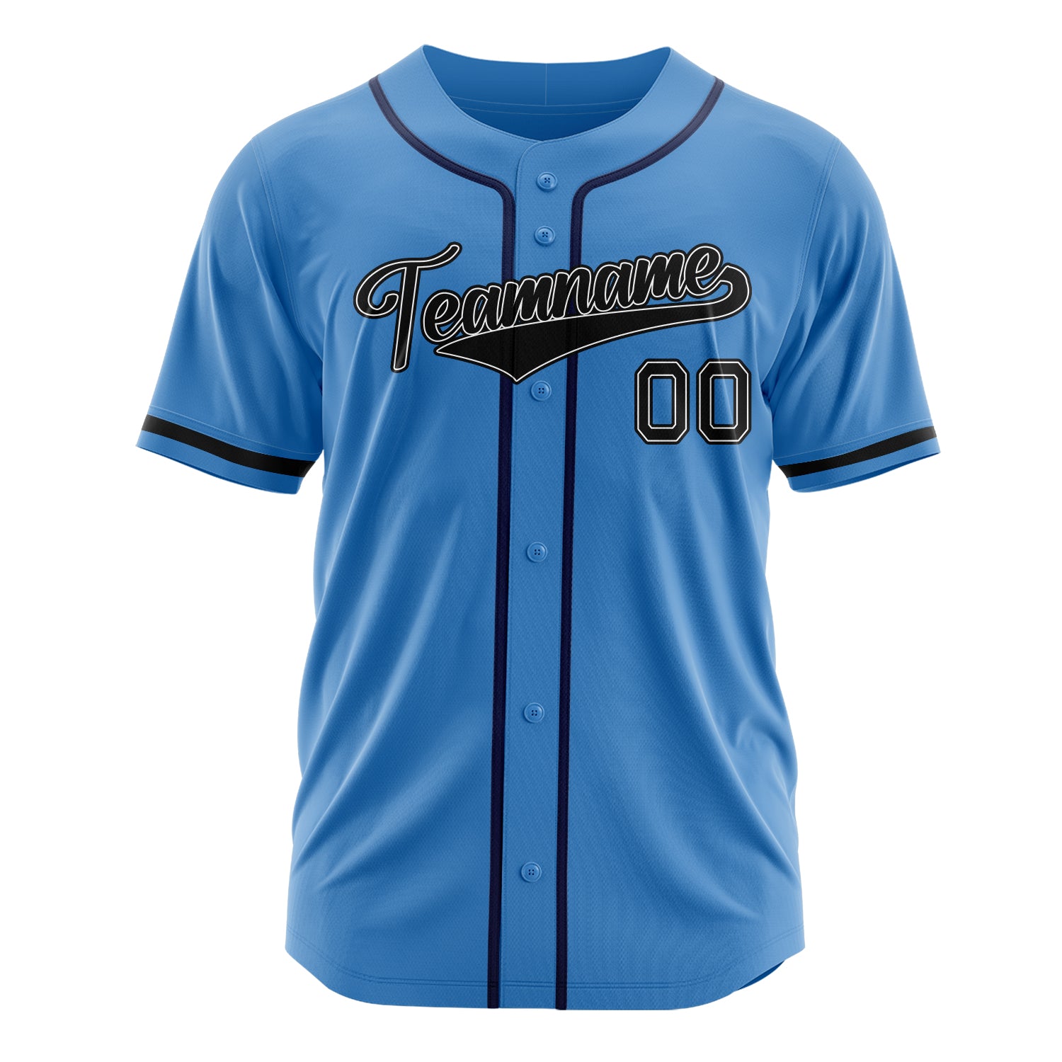 Custom Professional Powder Blue Black Baseball Jersey