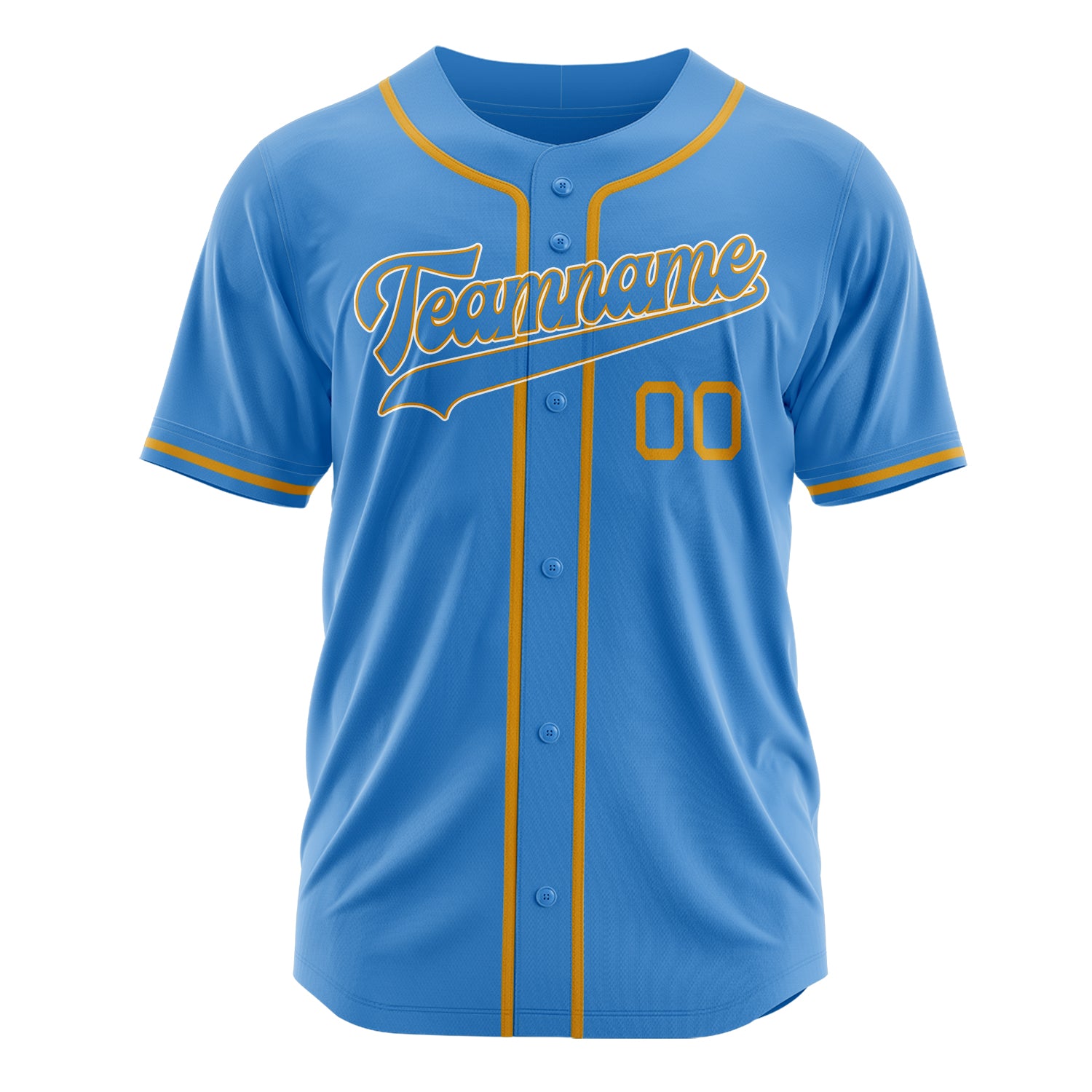 Custom Professional Powder Blue Gold Baseball Jersey