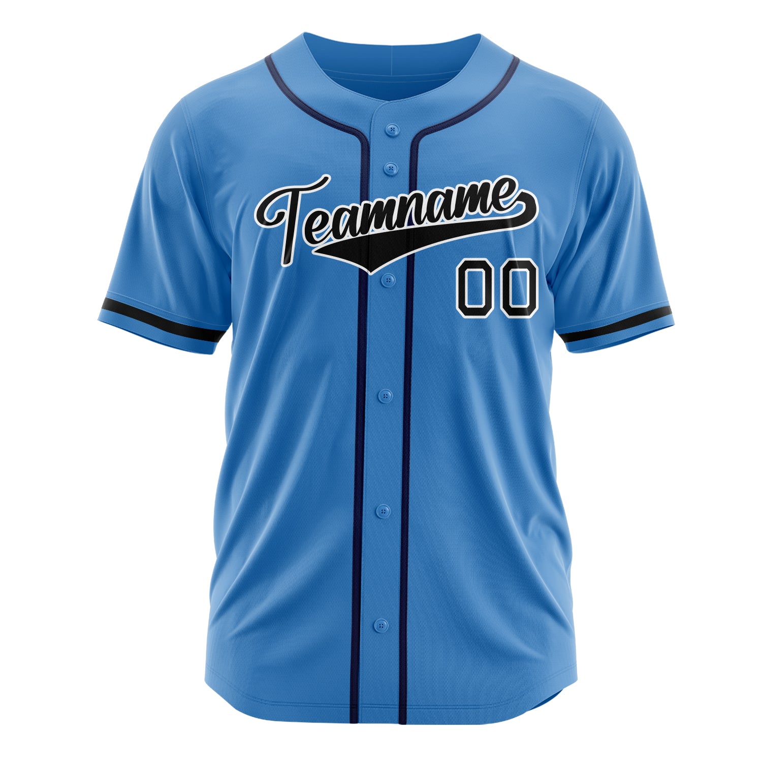 Custom Professional Powder Blue Black Baseball Jersey
