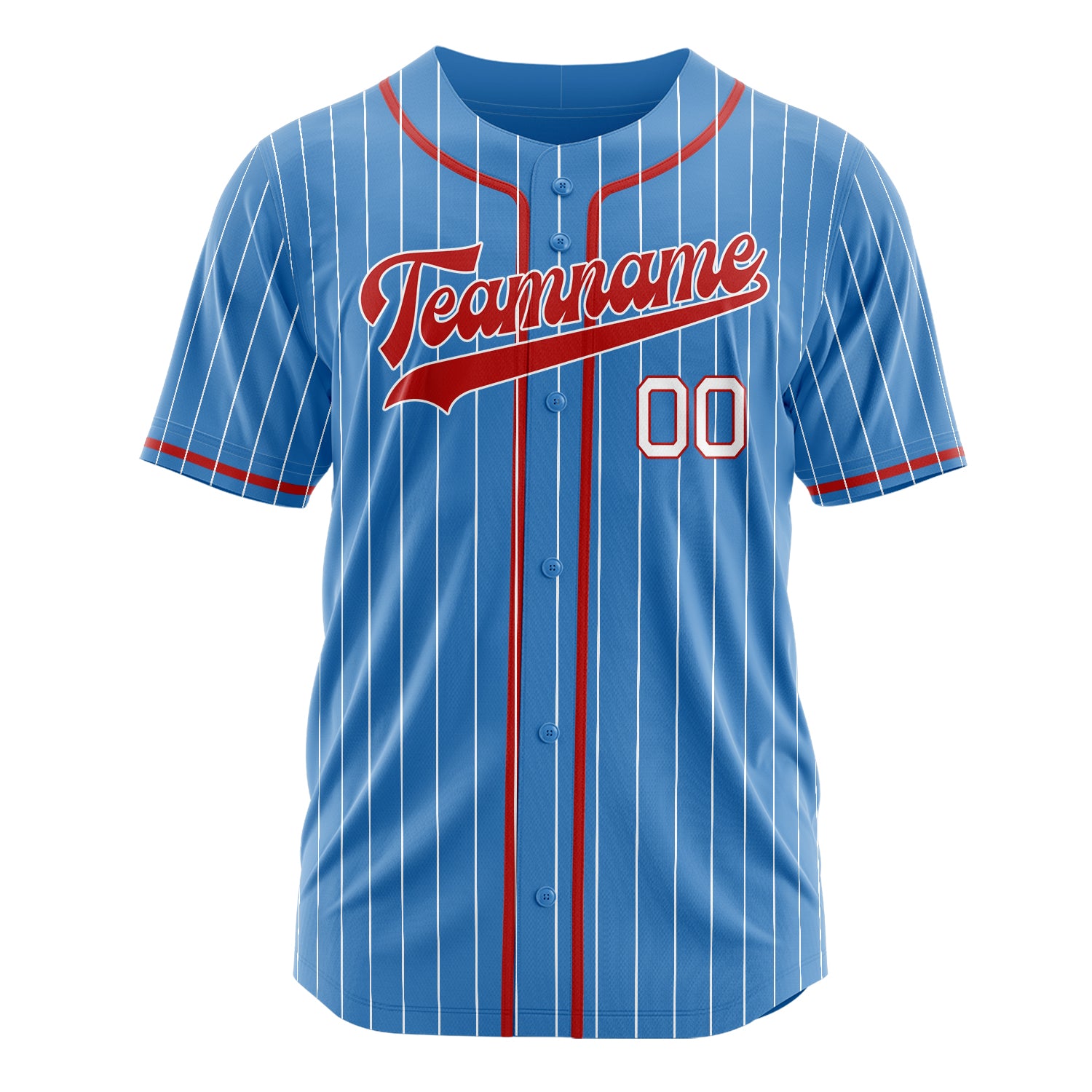Custom Professional Powder Blue Red Baseball Jersey