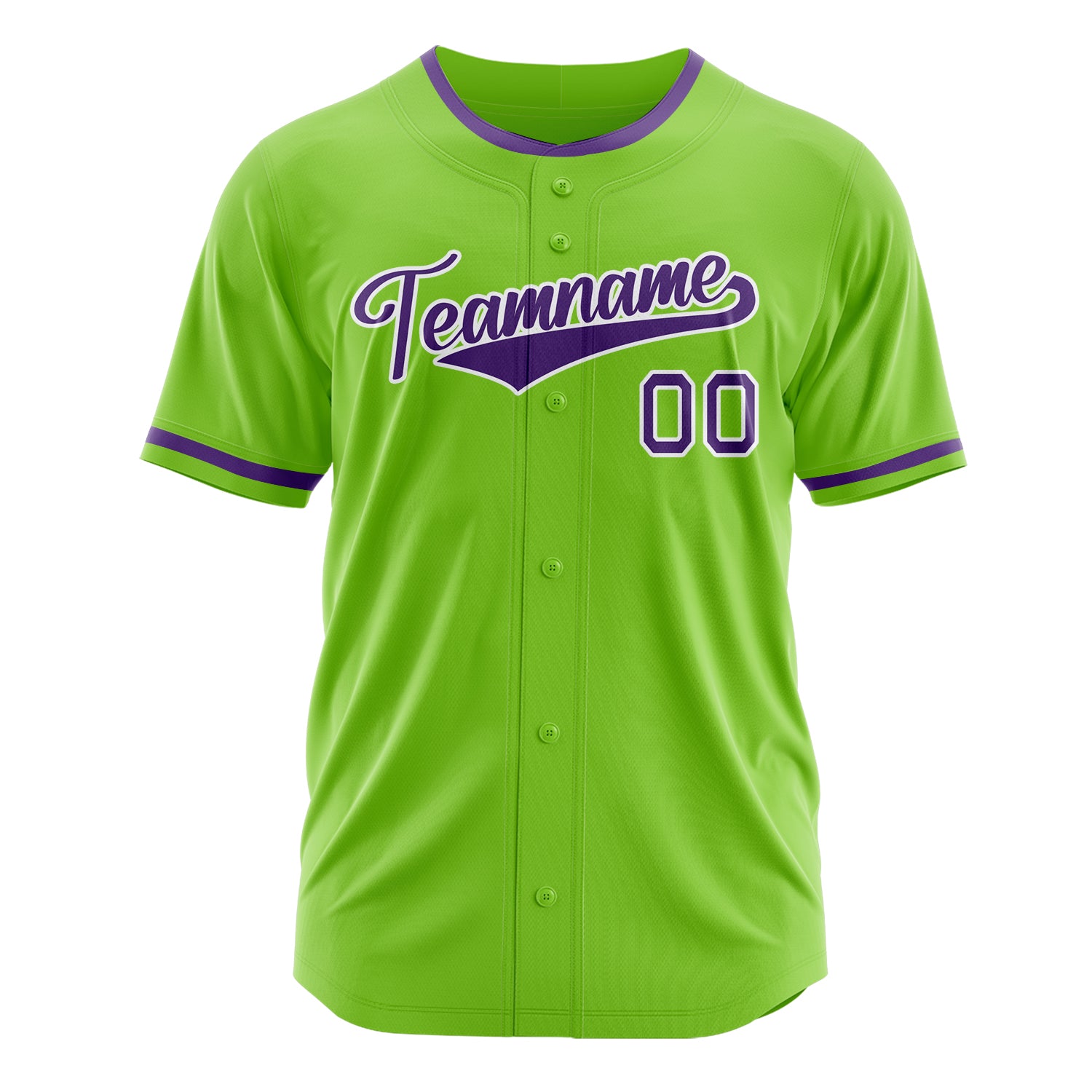 Benutzerdefiniertes Professionelles Neongrün Lila Baseballtrikot
