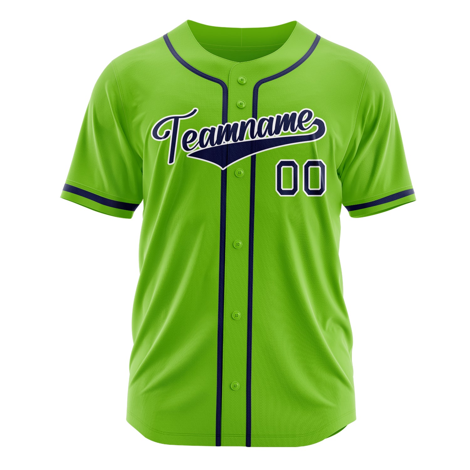 Benutzerdefiniertes Professionelles Neongrün Marineblau Baseballtrikot