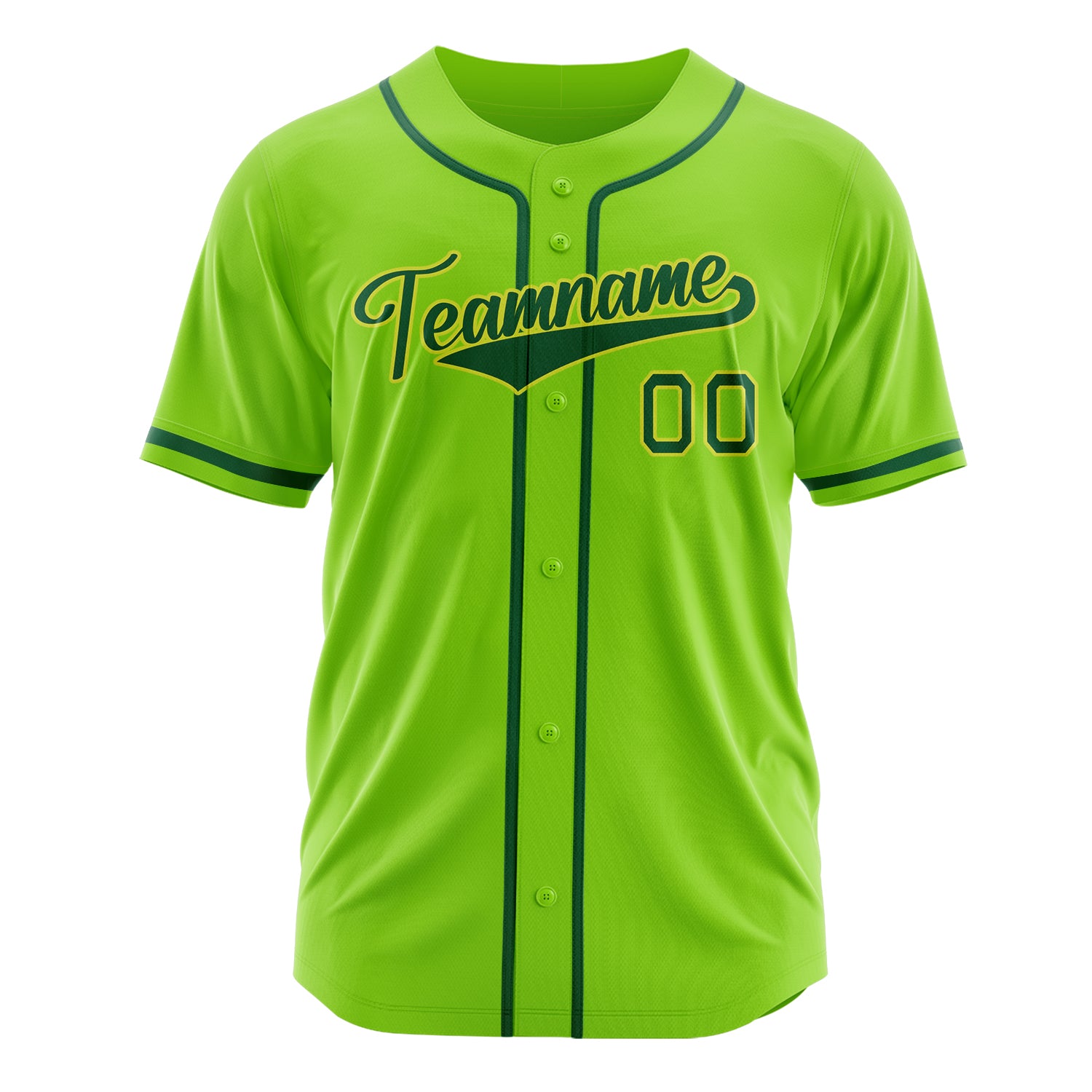 Benutzerdefiniertes Professionelles Neongrün Kelly Grün Baseballtrikot