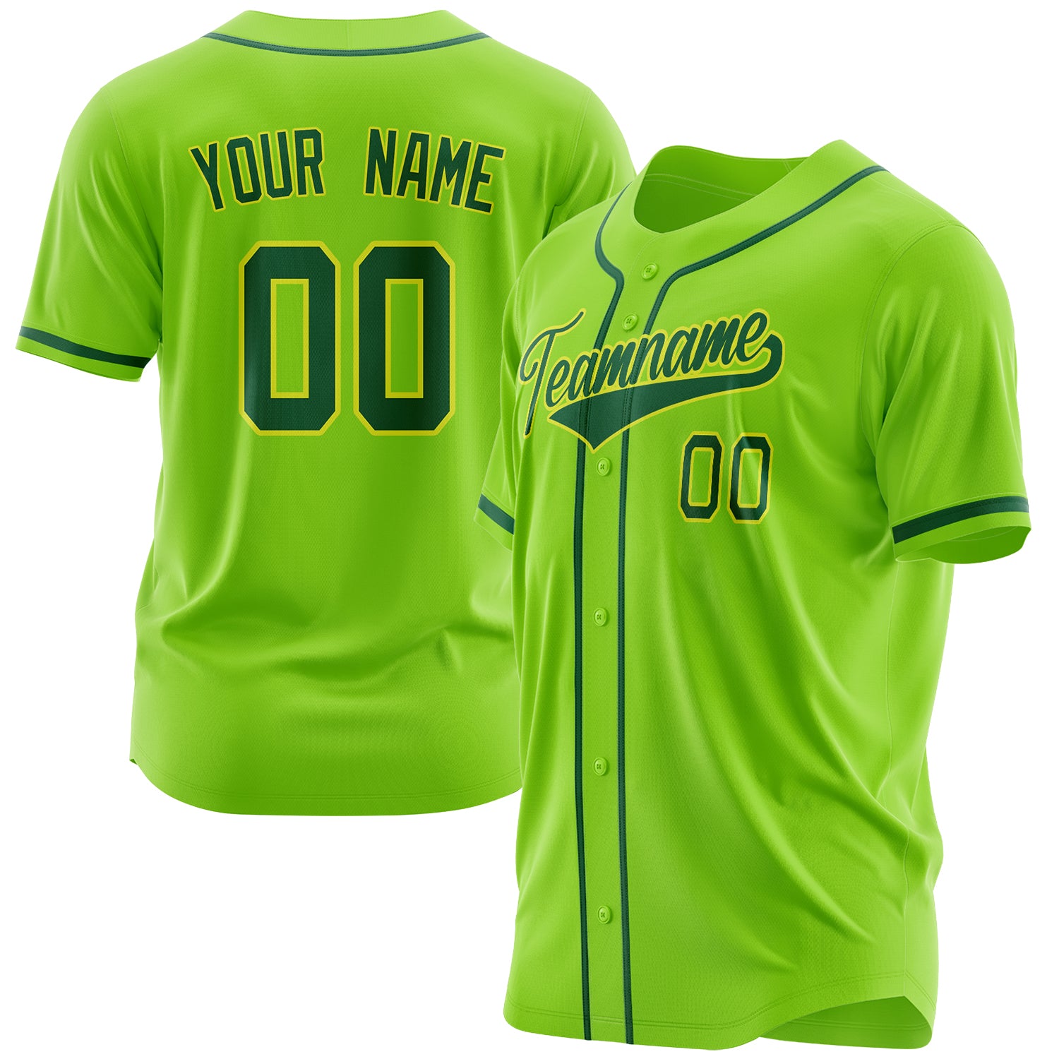 Benutzerdefiniertes Professionelles Neongrün Kelly Grün Baseballtrikot BB03240607XJ313