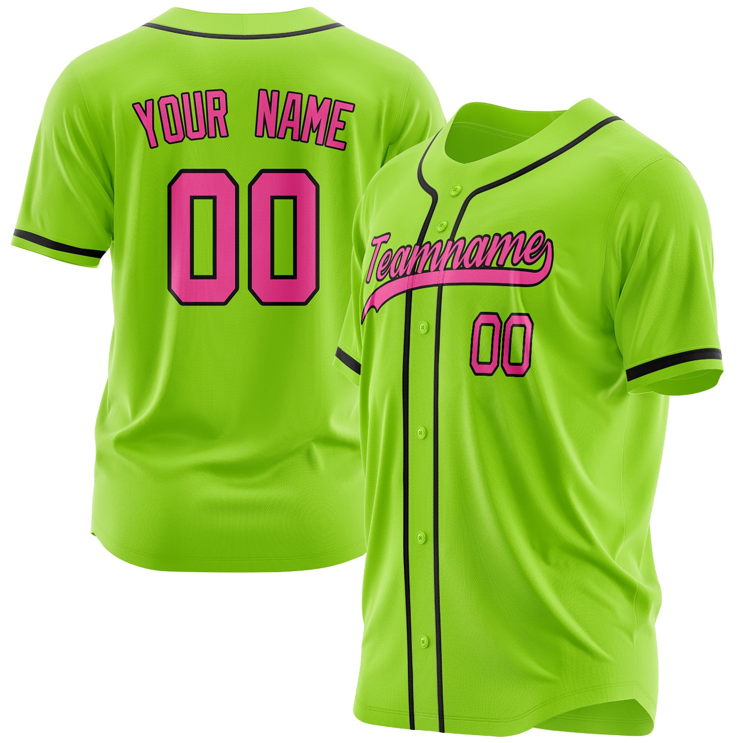 Benutzerdefiniertes Professionelles Neongrün Rosa Baseballtrikot BB03240607XJ315