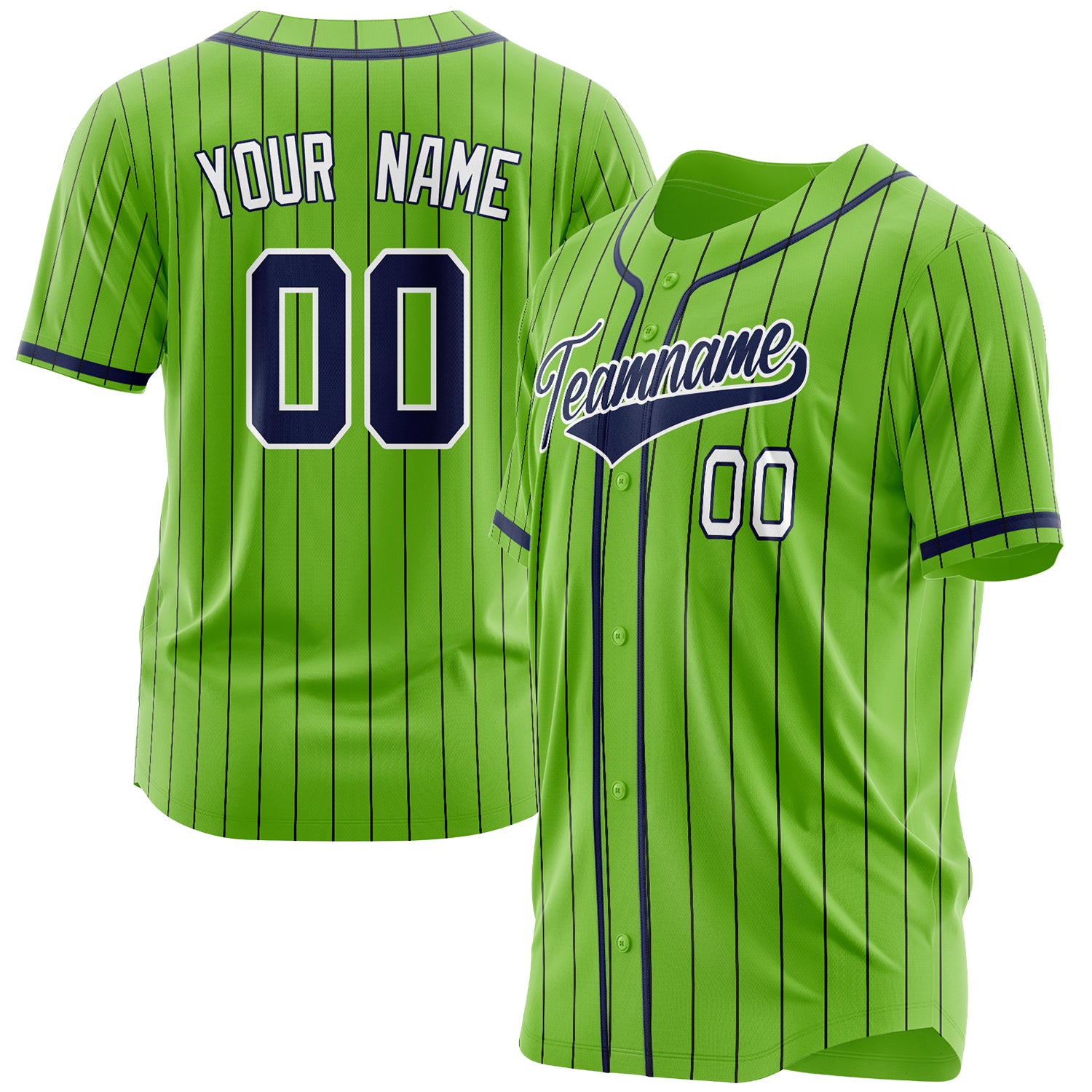 Benutzerdefiniertes Professionelles Neongrün Marineblau Baseballtrikot BB03240607XJ317