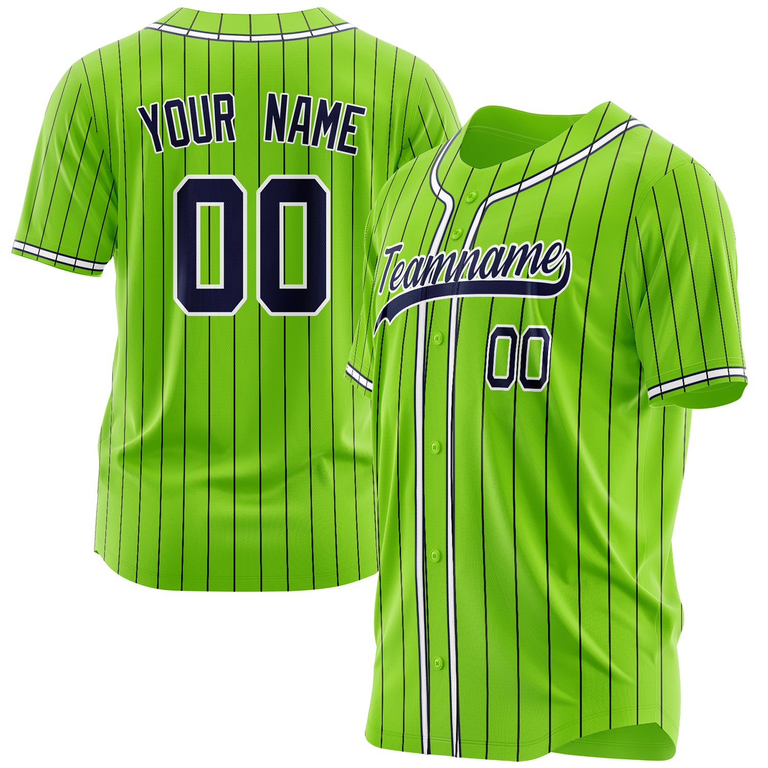 Benutzerdefiniertes Professionelles Neongrün Marineblau Baseballtrikot BB03240607XJ318