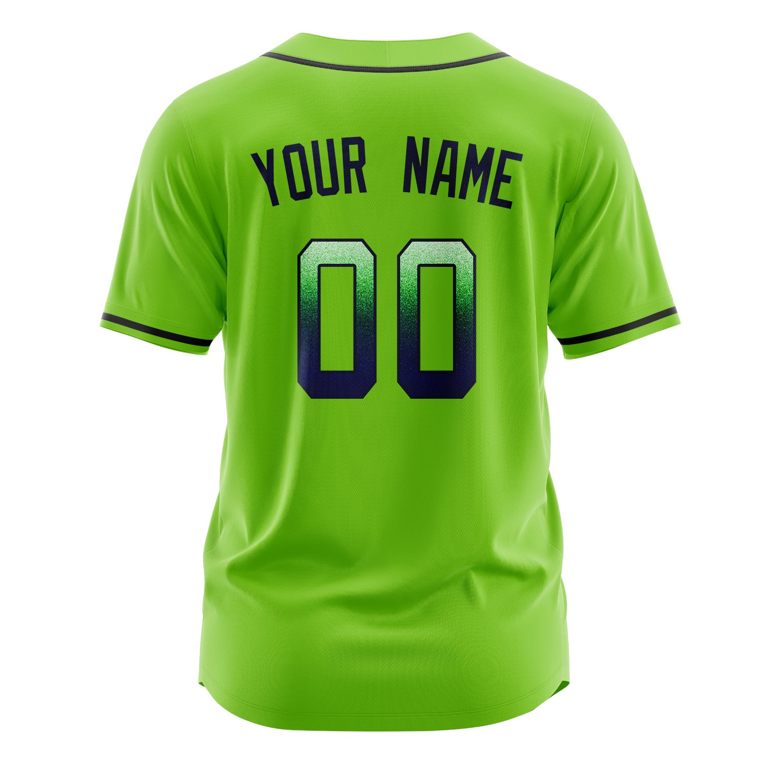 Custom Professional Neon Green Navy Blue Baseball Jersey
