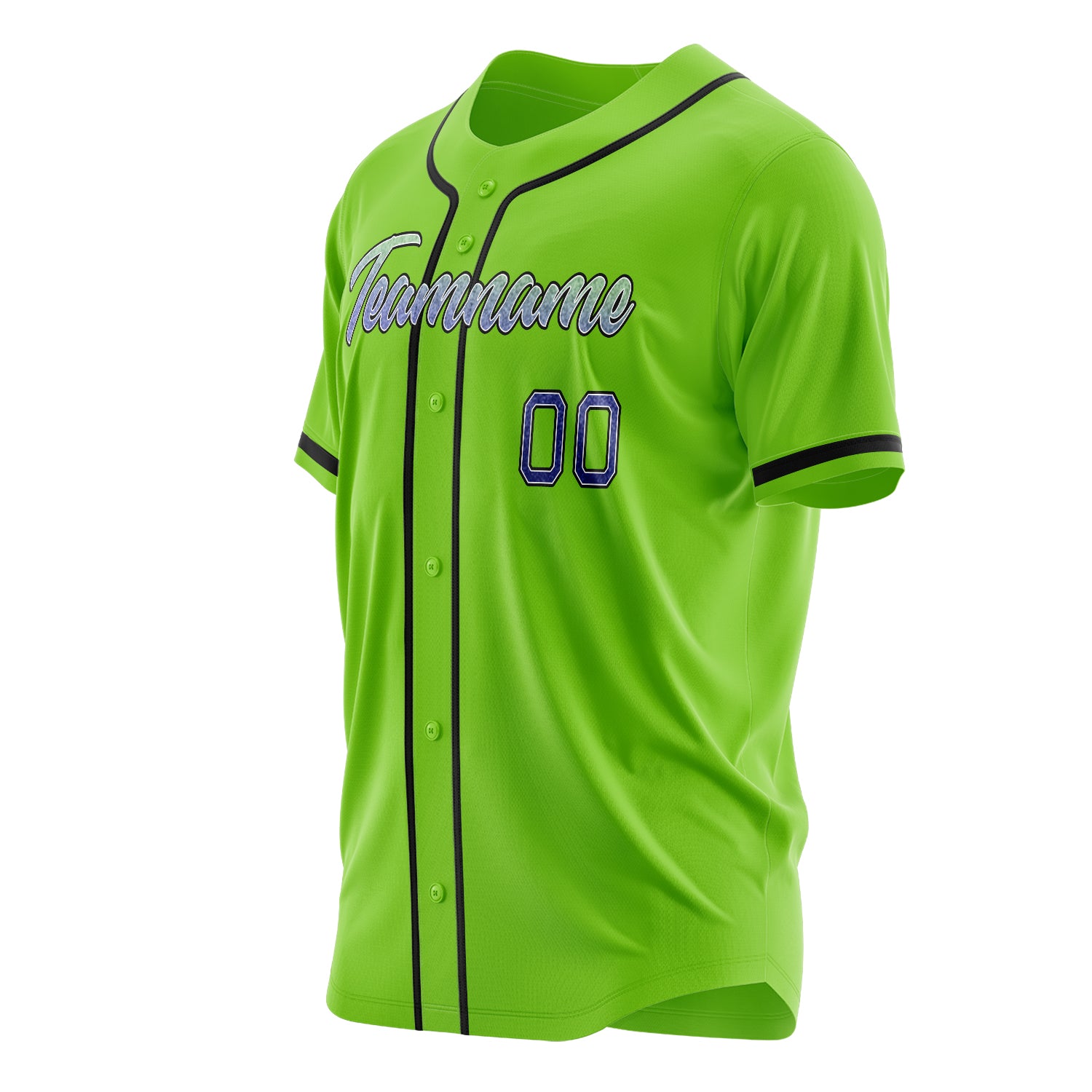 Benutzerdefiniertes Professionelles Neongrün Marineblau Baseballtrikot