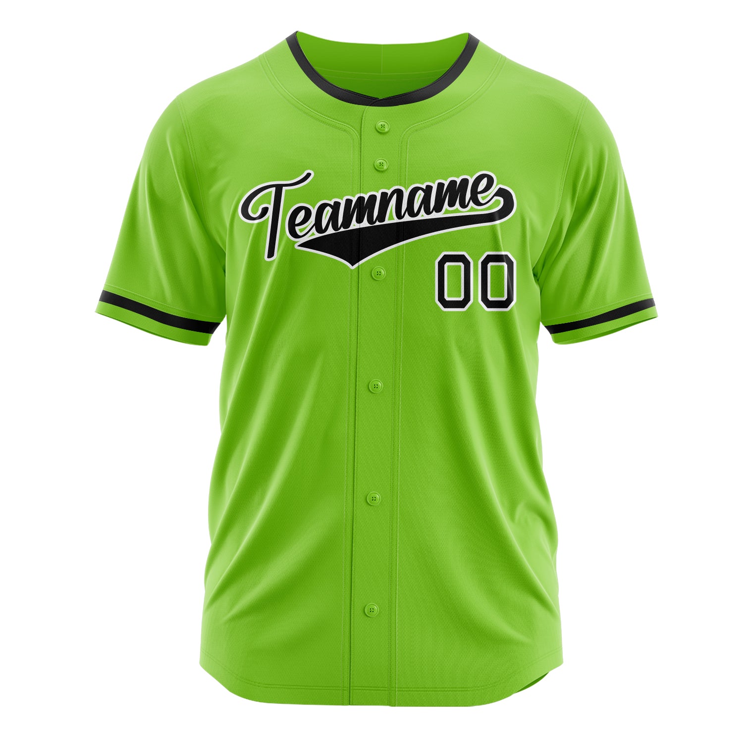 Custom Professional Neon Green Black Baseball Jersey