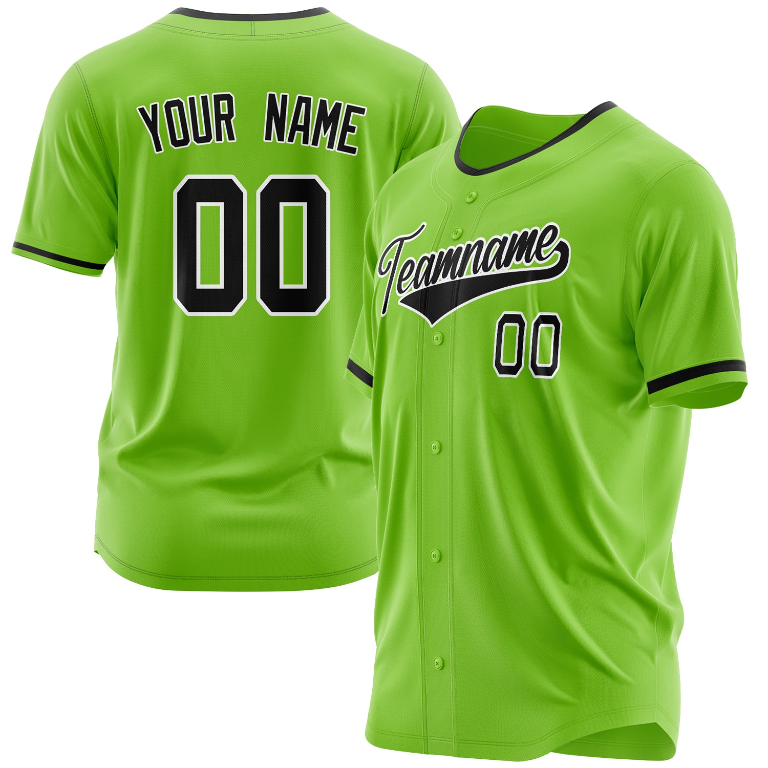 Benutzerdefiniertes Professionelles Neongrün Schwarz Baseballtrikot BB03240607XJ323