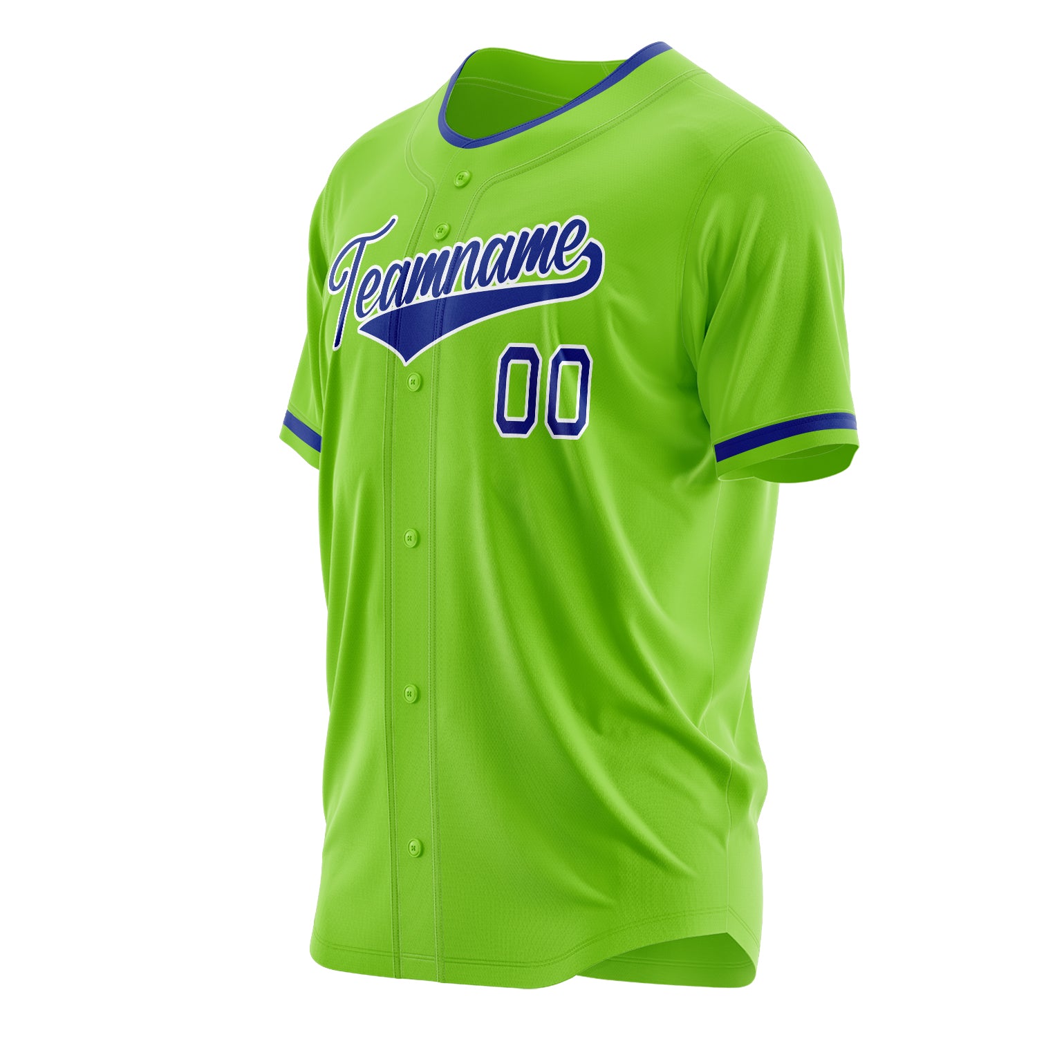 Custom Professional Neon Green Royal Blue Baseball Jersey