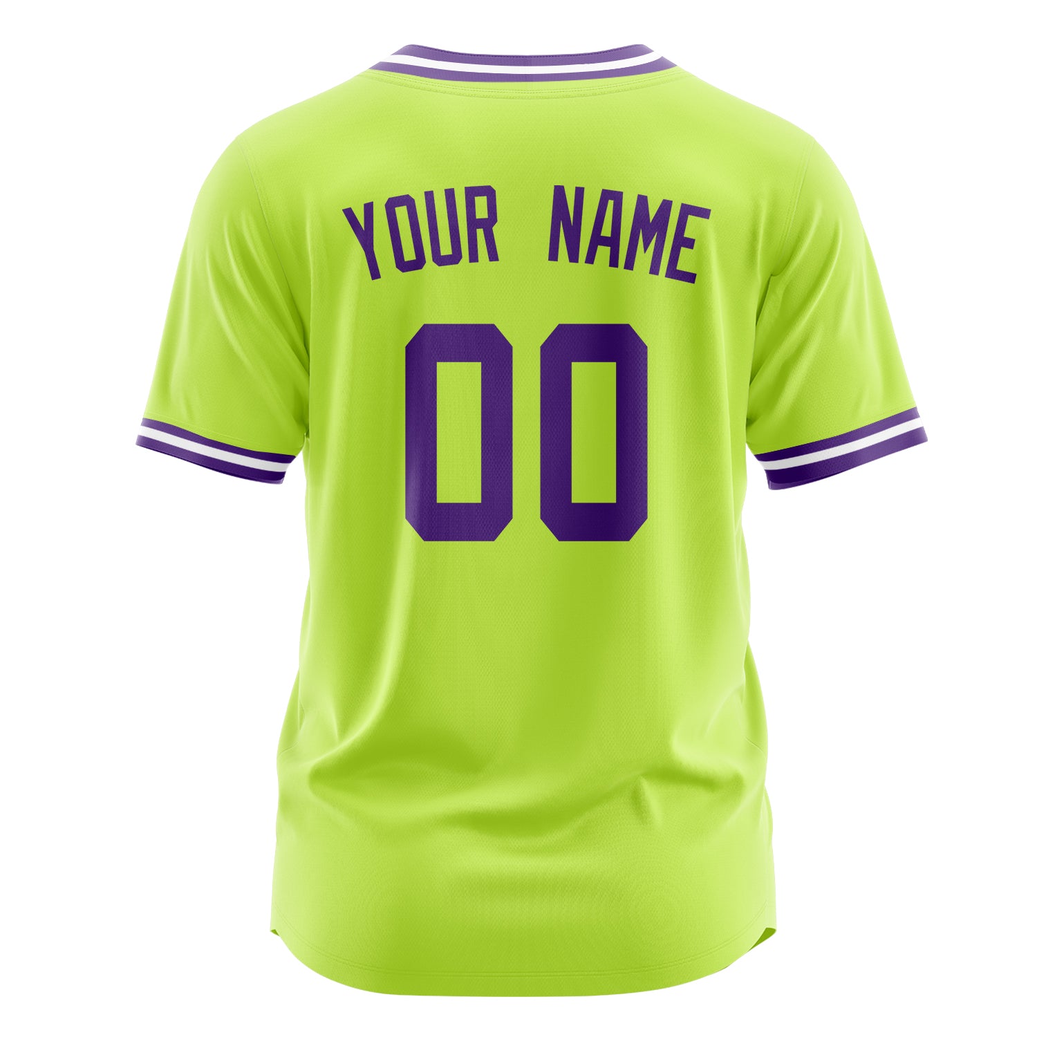 Benutzerdefiniertes Professionelles Neongrün Lila Baseballtrikot