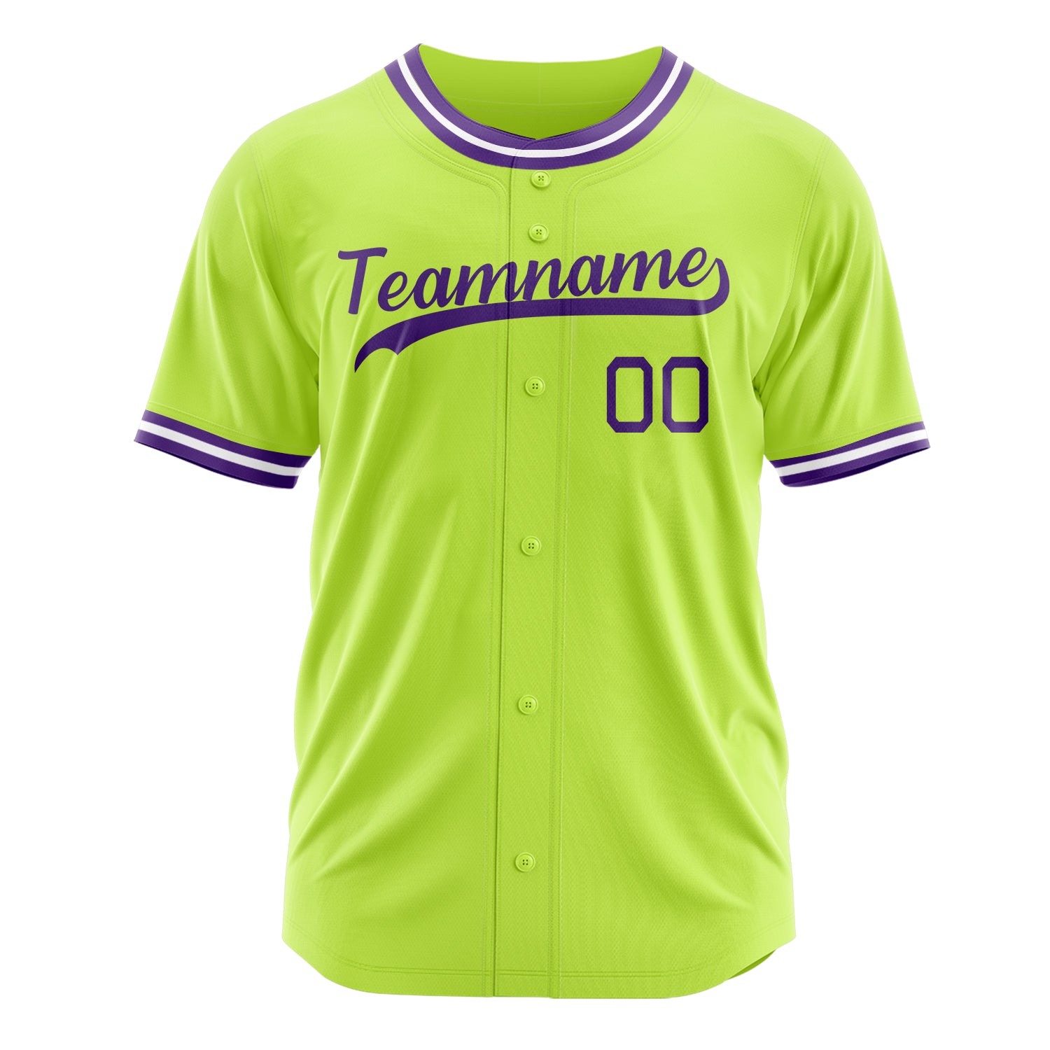 Custom Professional Neon Green Purple Baseball Jersey