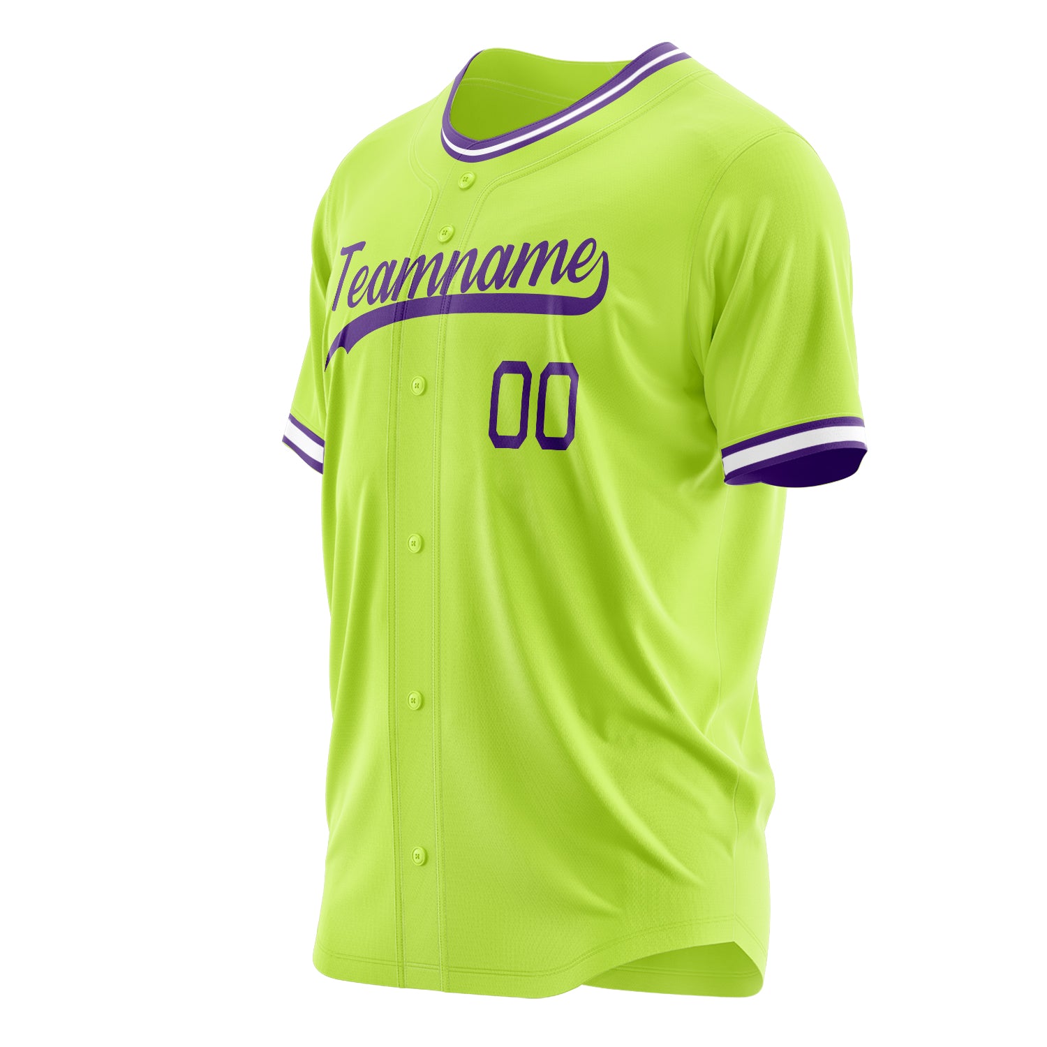 Benutzerdefiniertes Professionelles Neongrün Lila Baseballtrikot