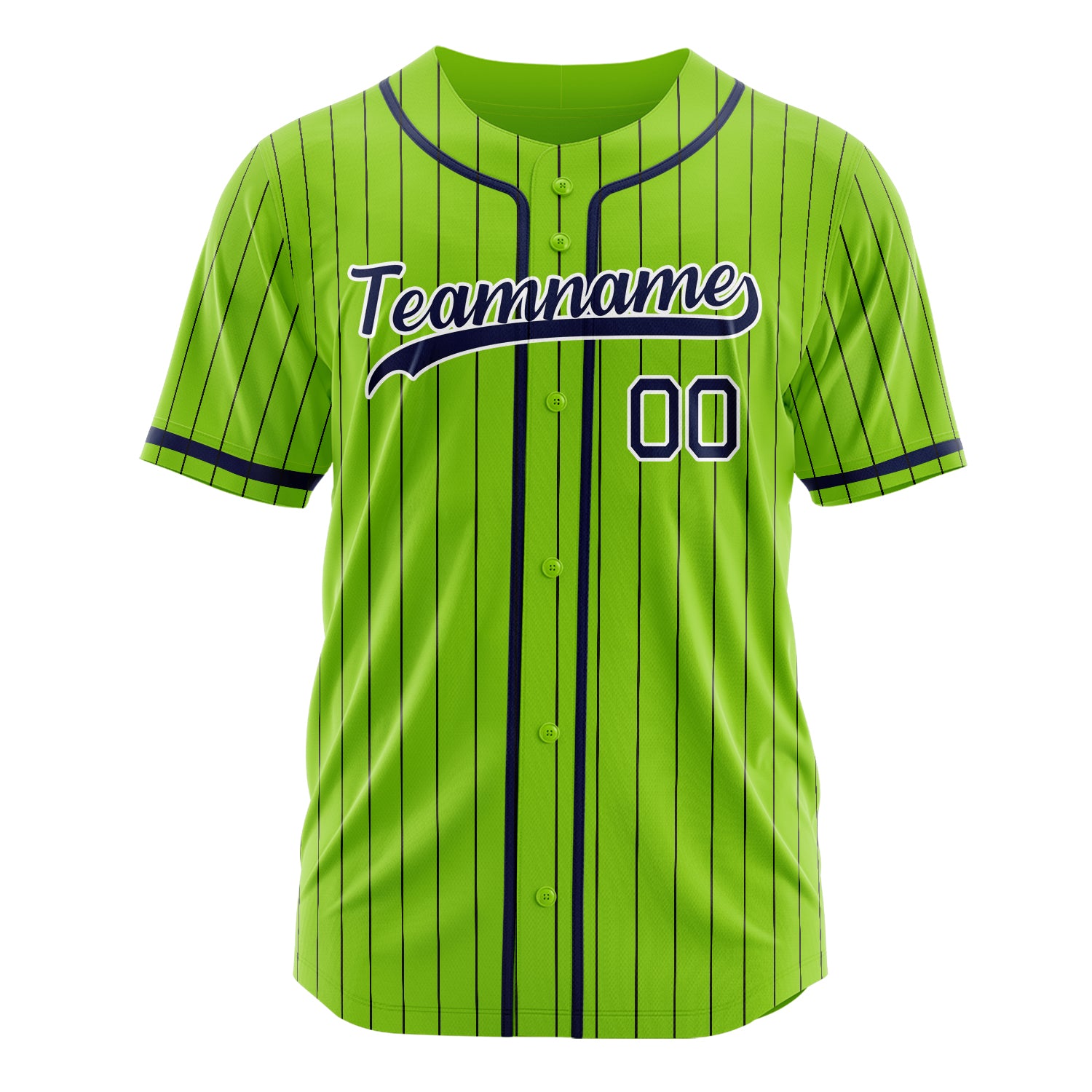 Custom Professional Neon Green Navy Blue Baseball Jersey