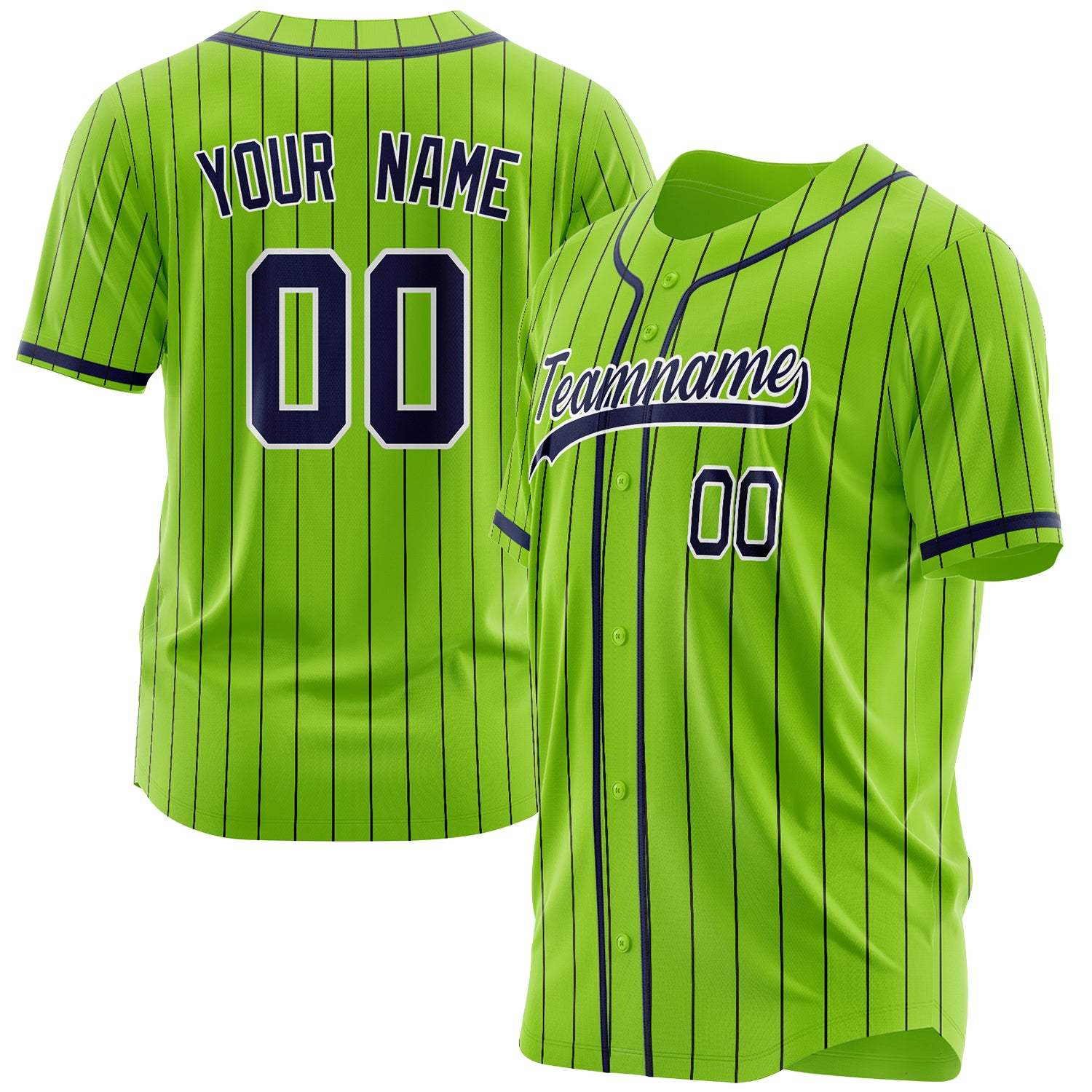 Benutzerdefiniertes Professionelles Neongrün Marineblau Baseballtrikot BB03240607XJ327