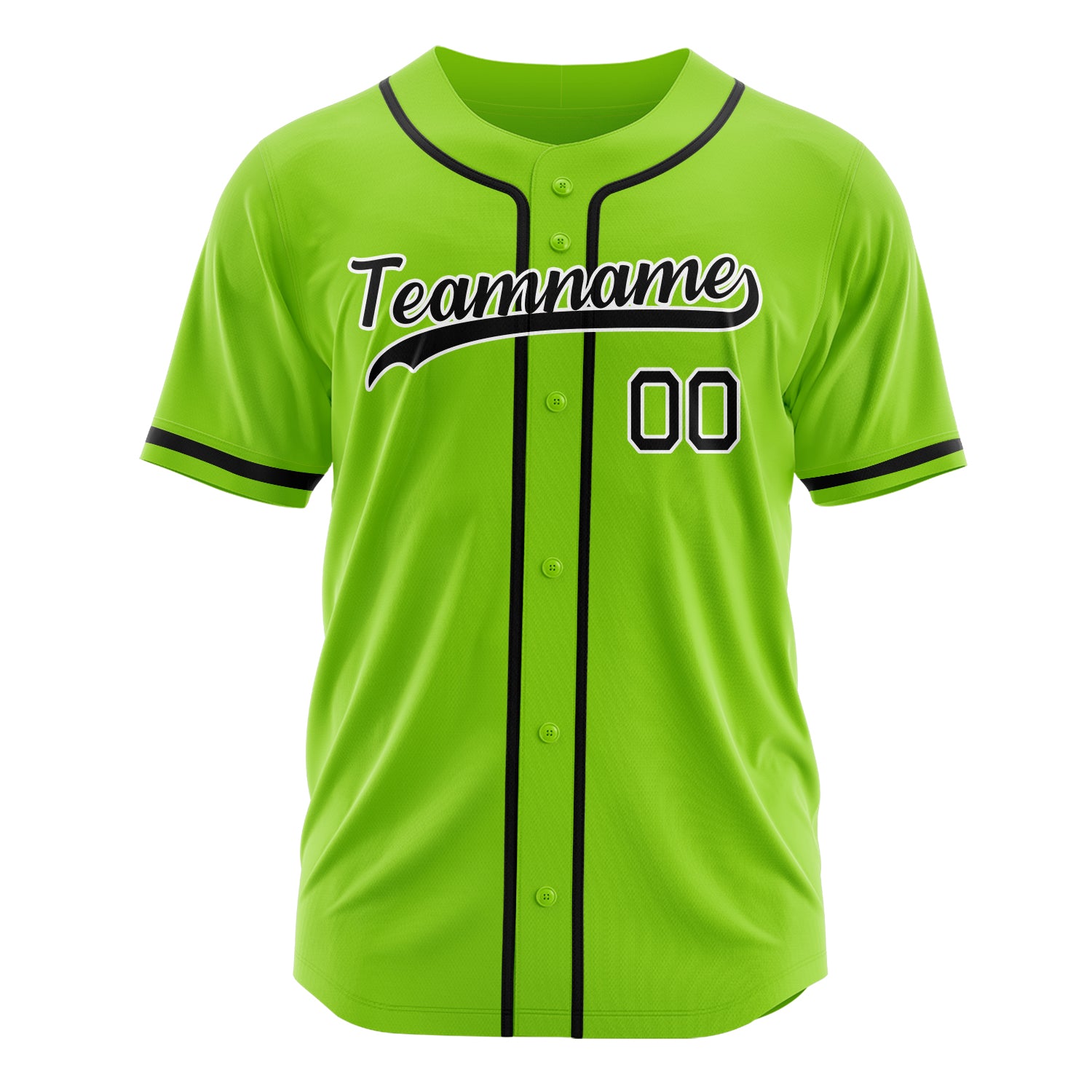 Custom Professional Neon Green Black Baseball Jersey