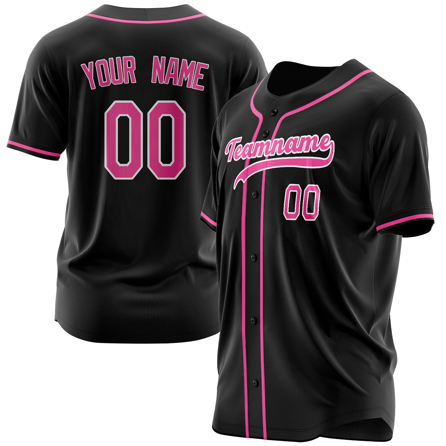 Benutzerdefiniertes Professionelles Schwarz Rosa Baseballtrikot BB03240607YX002
