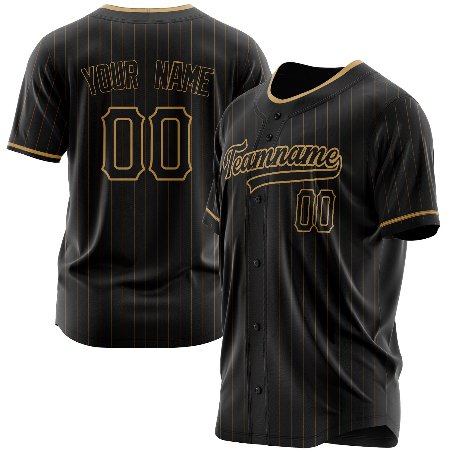 Benutzerdefiniertes Professionelles Schwarz Altgold Baseballtrikot BB03240607YX005