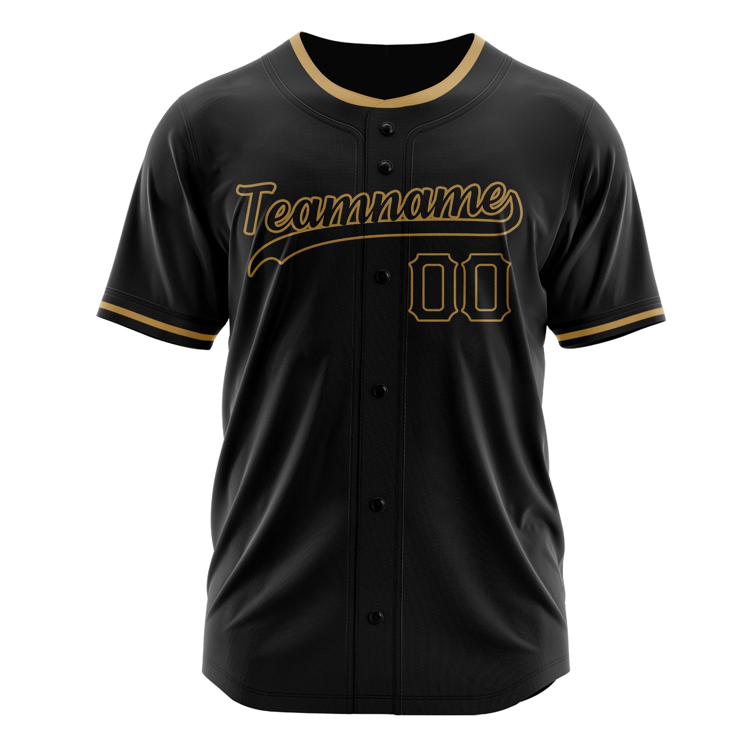 Custom Professional Black Old Gold Baseball Jersey