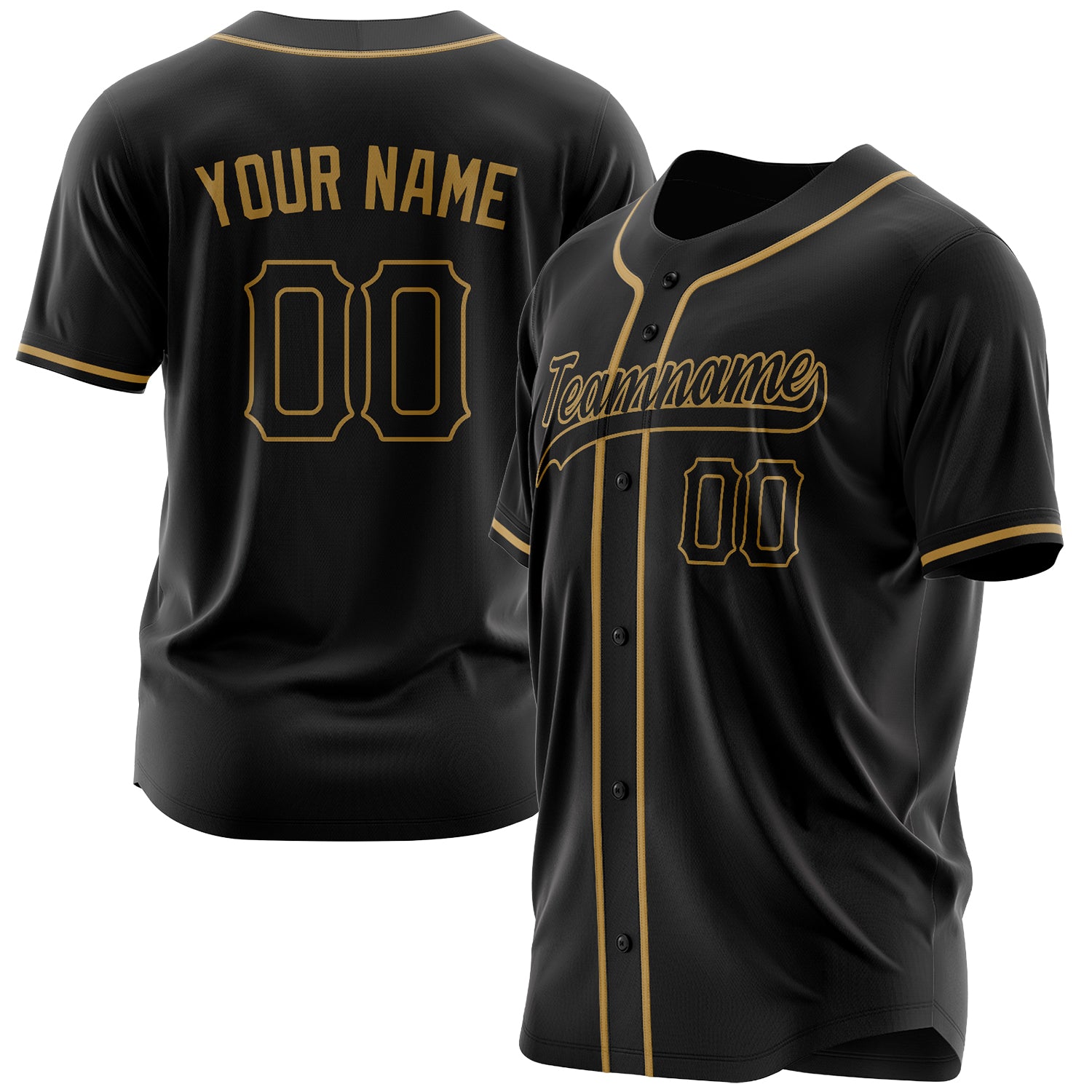 Benutzerdefiniertes Professionelles Schwarz Altgold Baseballtrikot BB03240607YX007