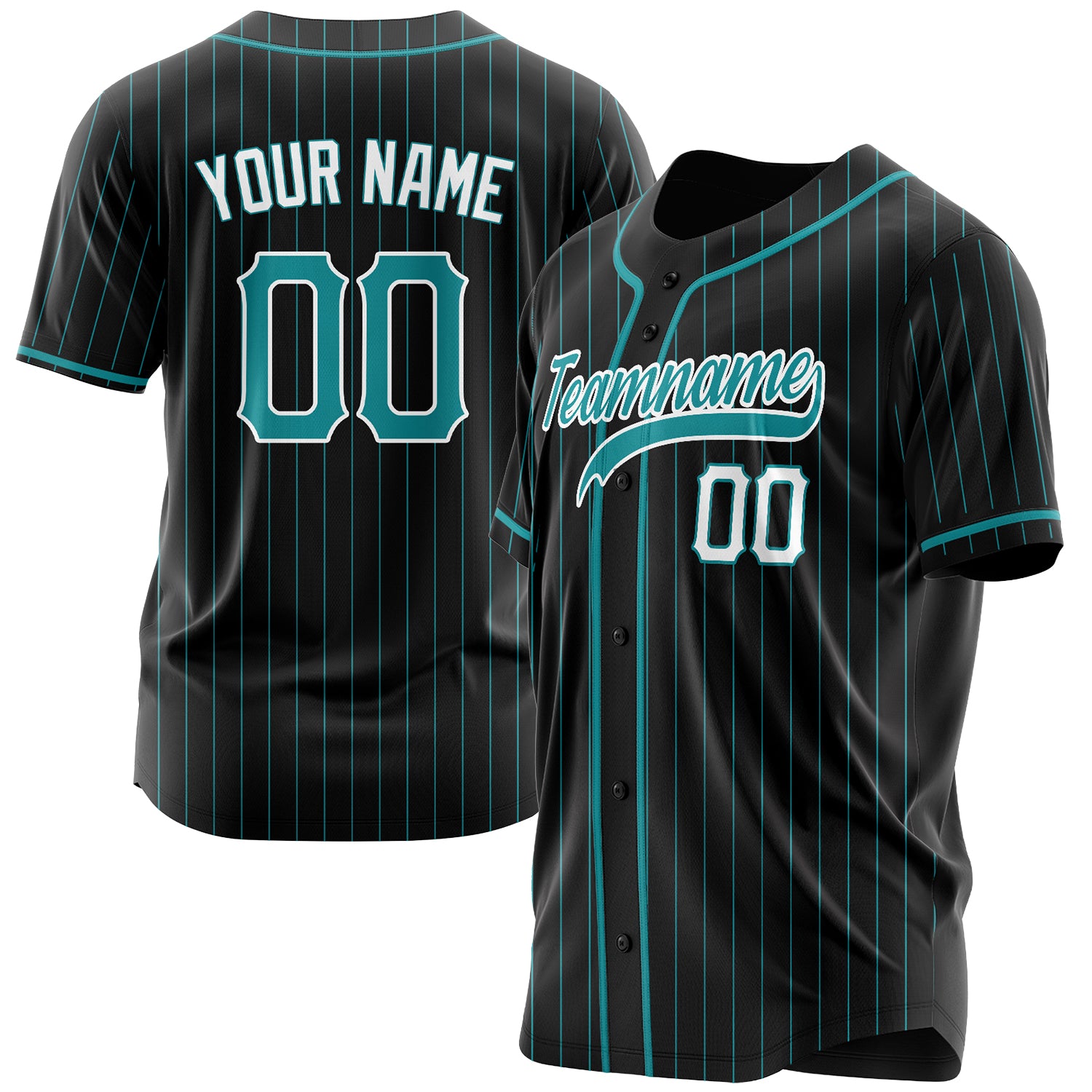 Benutzerdefiniertes Professionelles Schwarz Blaugrün Baseballtrikot BB03240607YX010