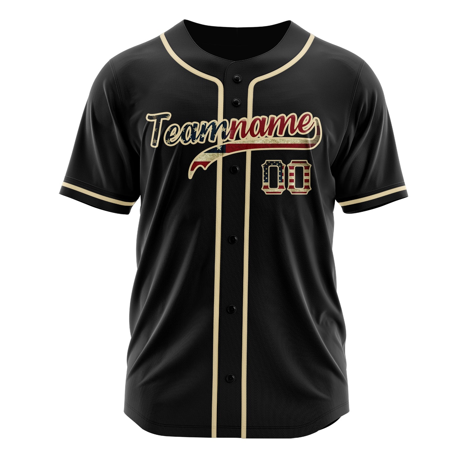 Custom Professional Black Cream Baseball Jersey