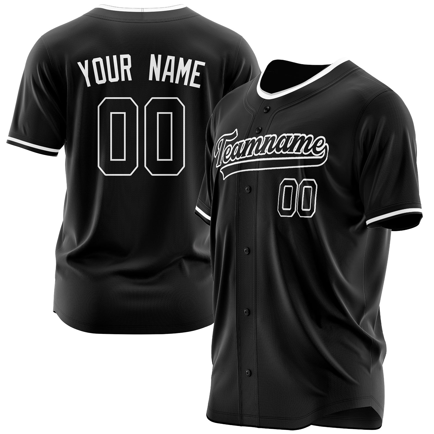 Benutzerdefiniertes Professionelles Schwarz Weiß Baseballtrikot BB03240607YX013