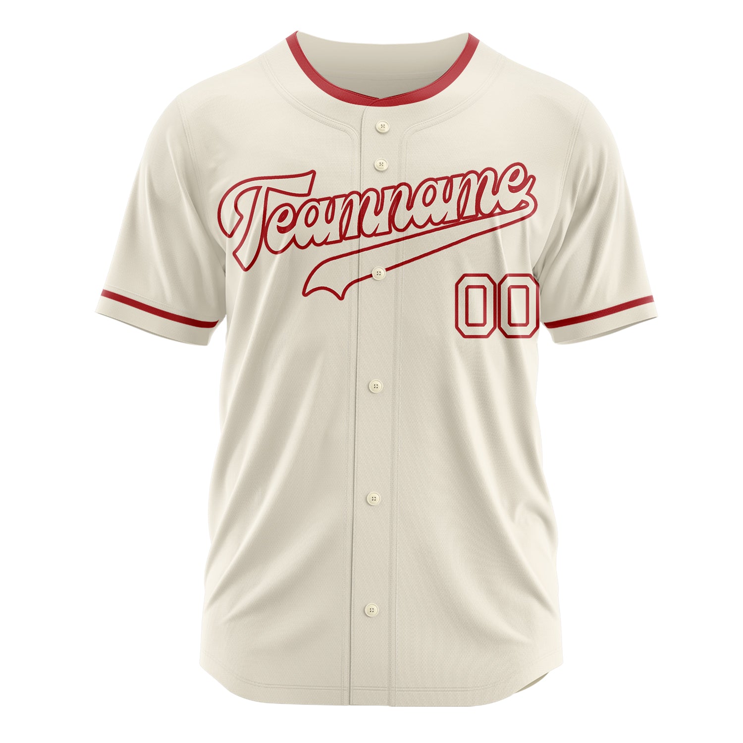 Custom Professional Cream Red Baseball Jersey