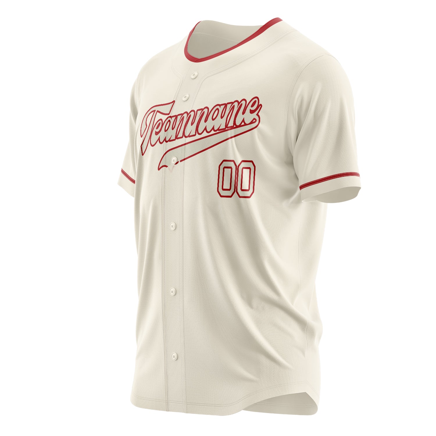 Custom Professional Cream Red Baseball Jersey