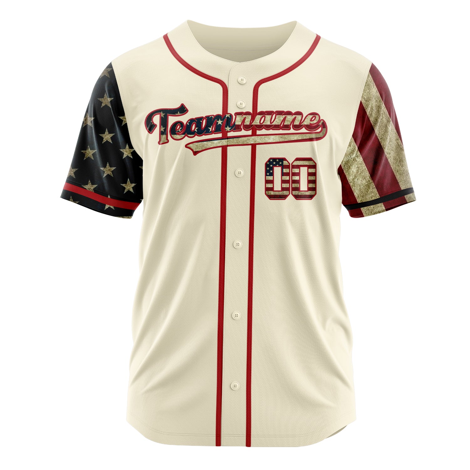 Custom Professional Cream Red Baseball Jersey