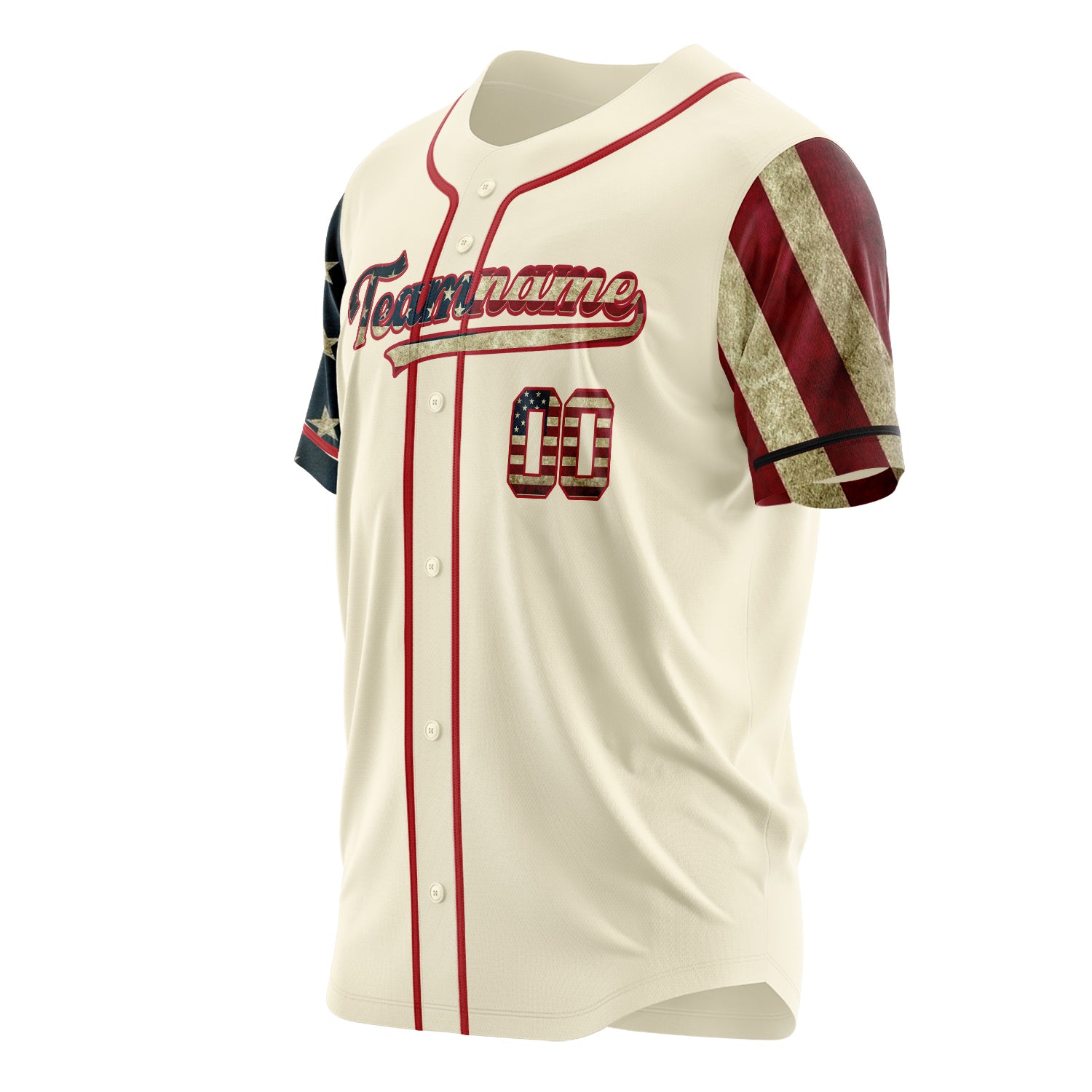 Custom Professional Cream Red Baseball Jersey