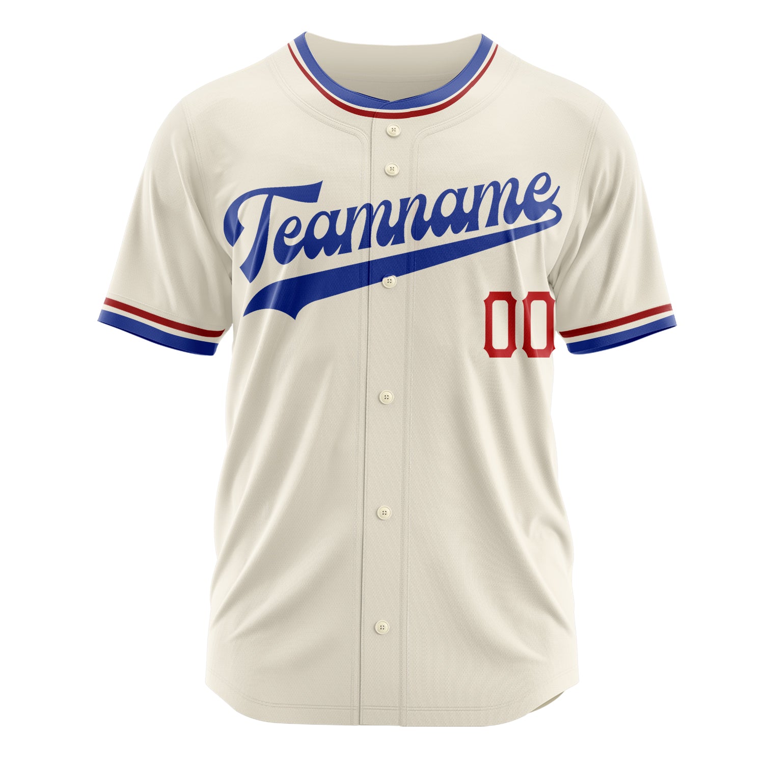 Custom Professional Cream Royal Blue Baseball Jersey