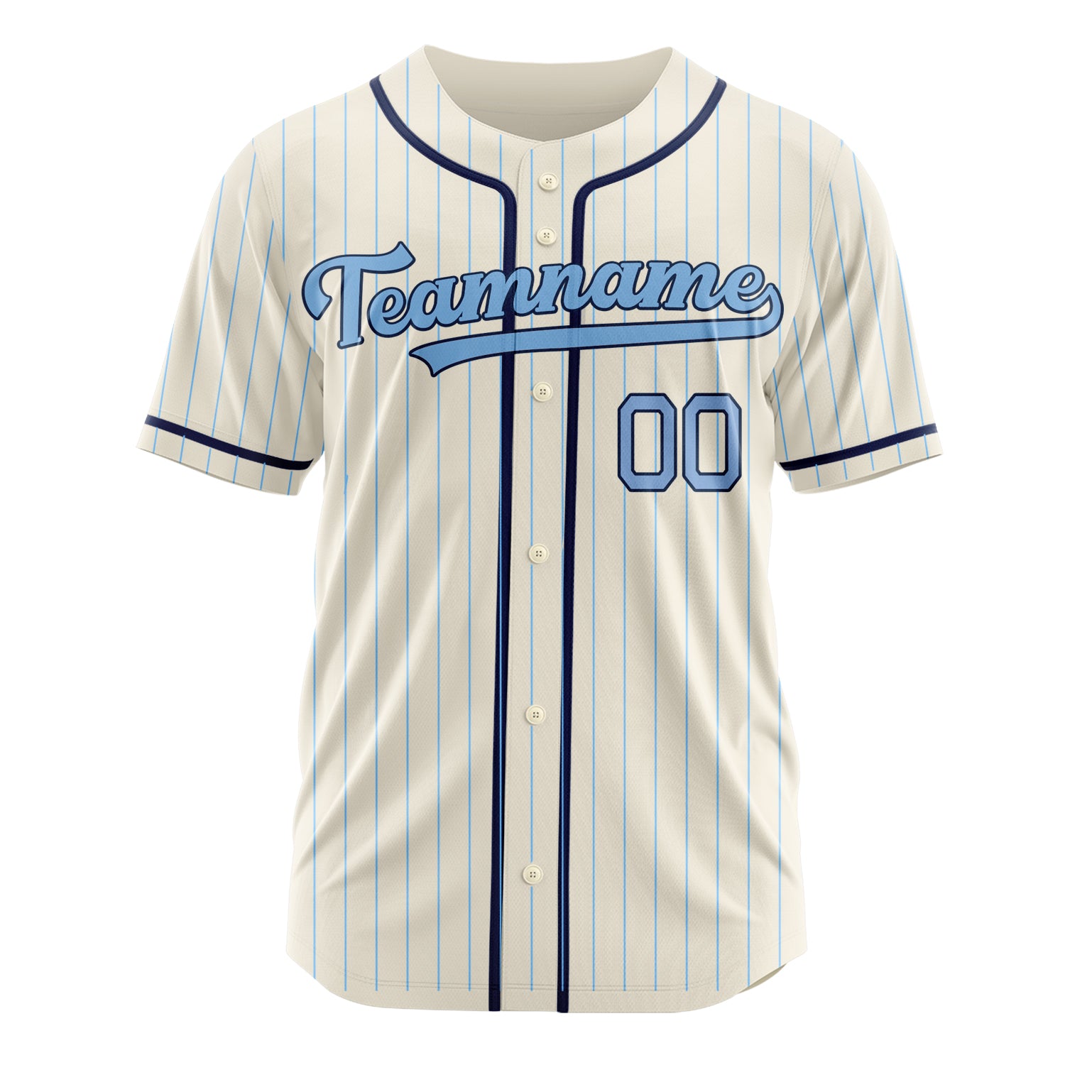 Custom Professional Cream Light Blue Baseball Jersey