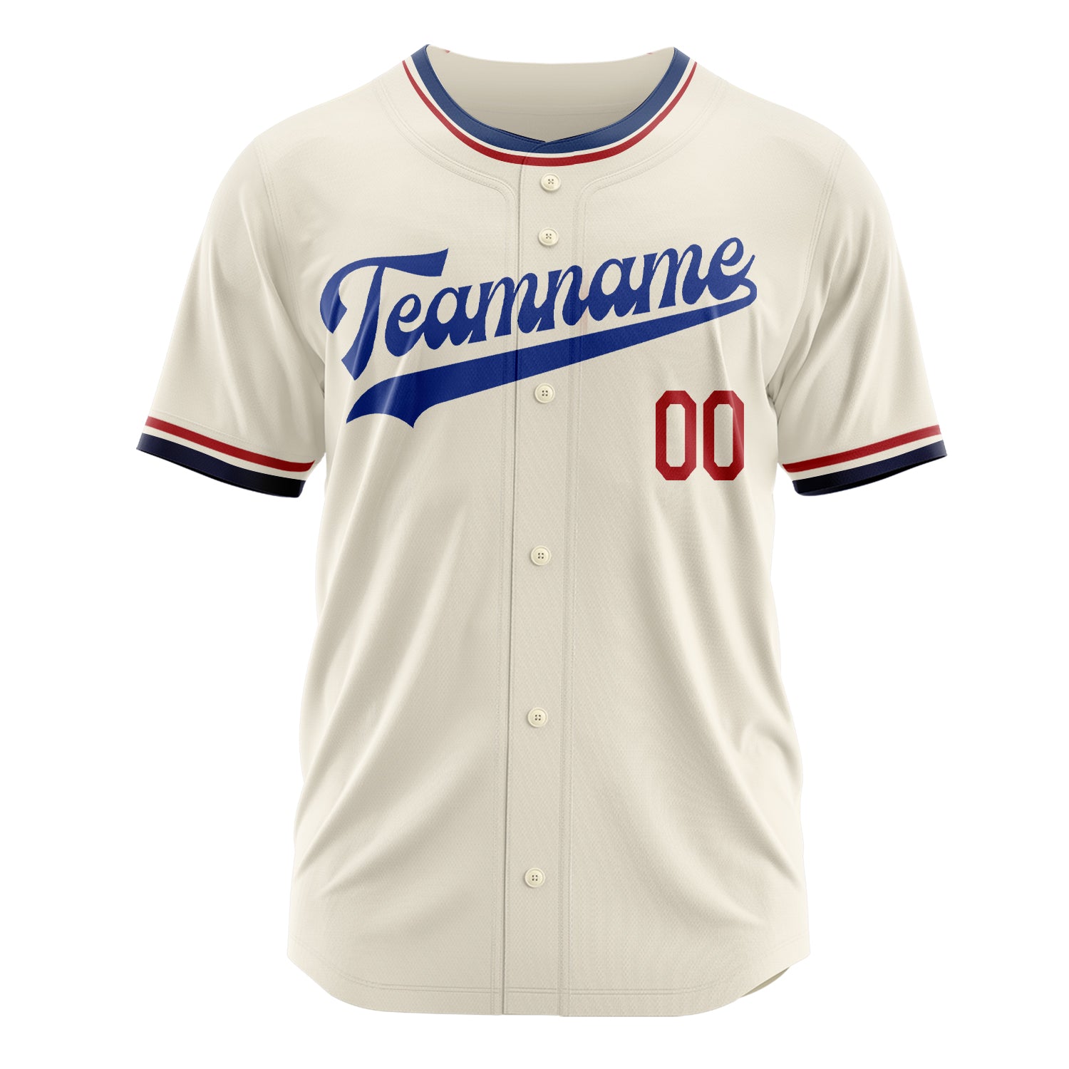 Custom Professional Cream Royal Blue Baseball Jersey