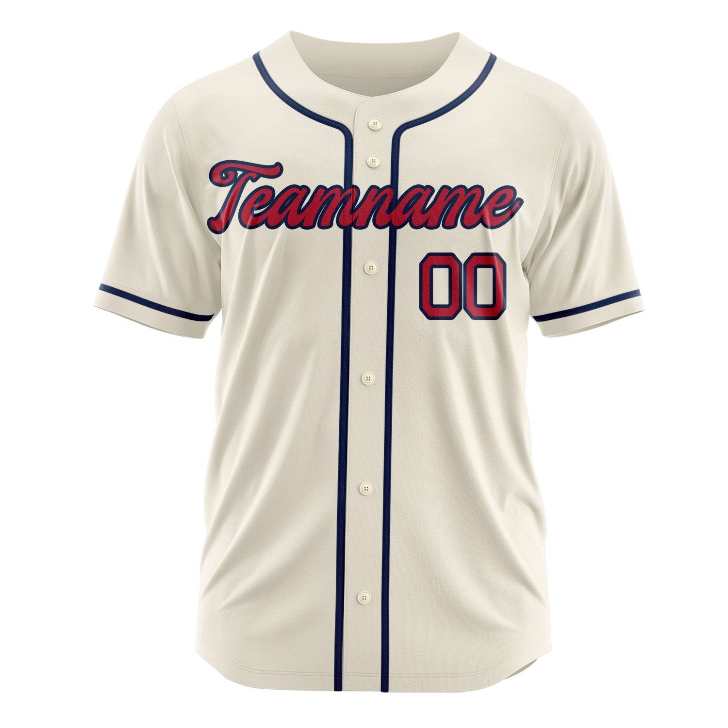 Custom Professional Cream Red Baseball Jersey