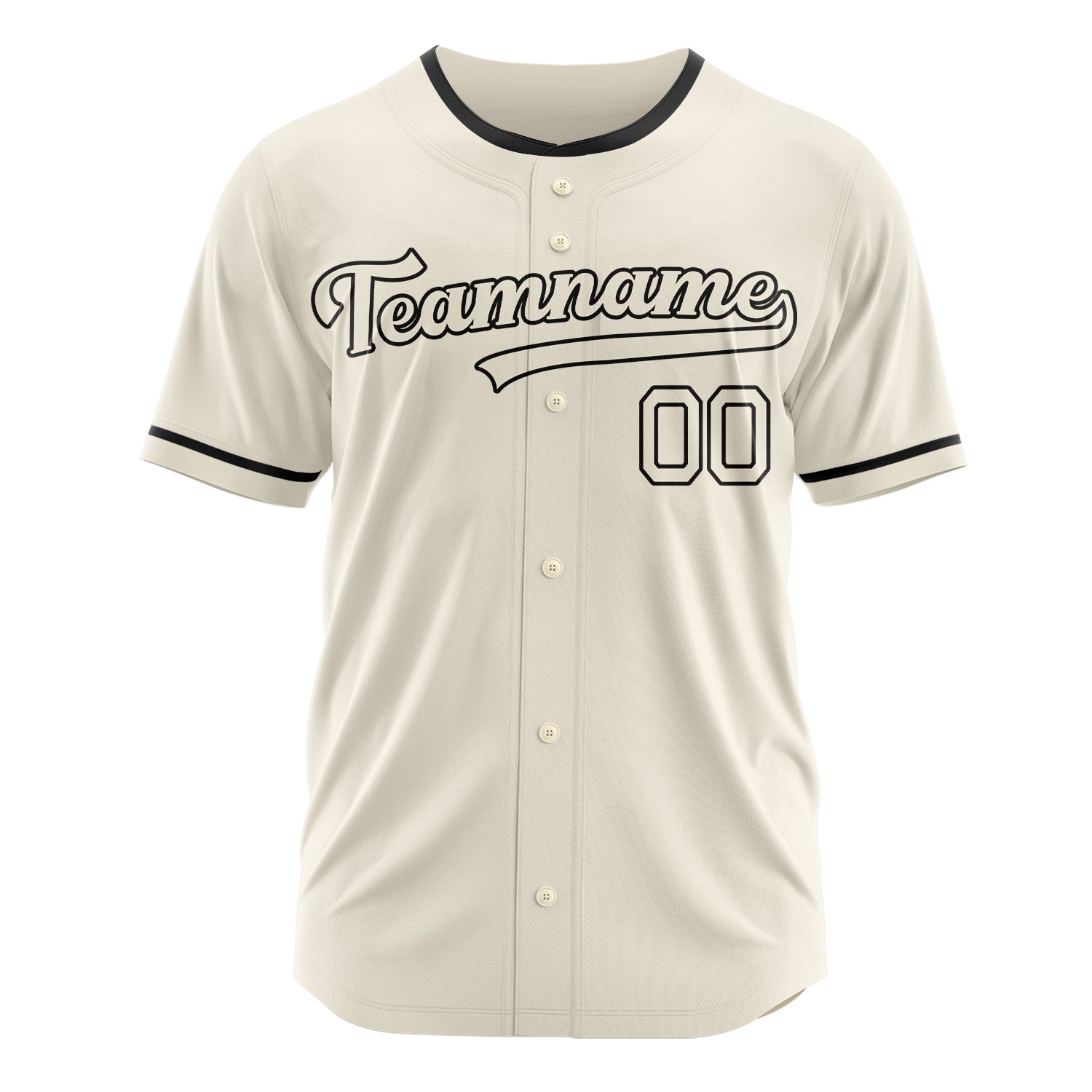 Custom Professional Cream Black Baseball Jersey