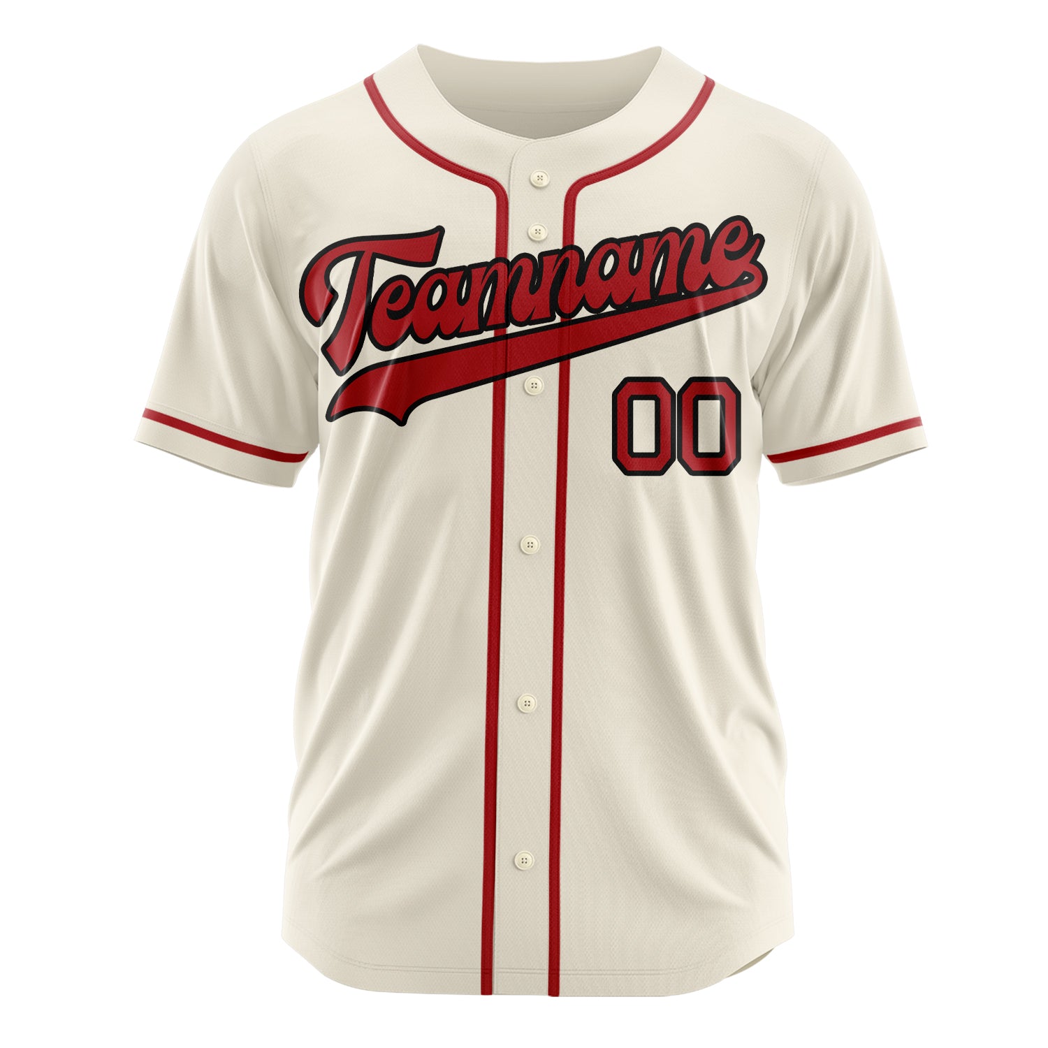 Custom Professional Cream Red Baseball Jersey