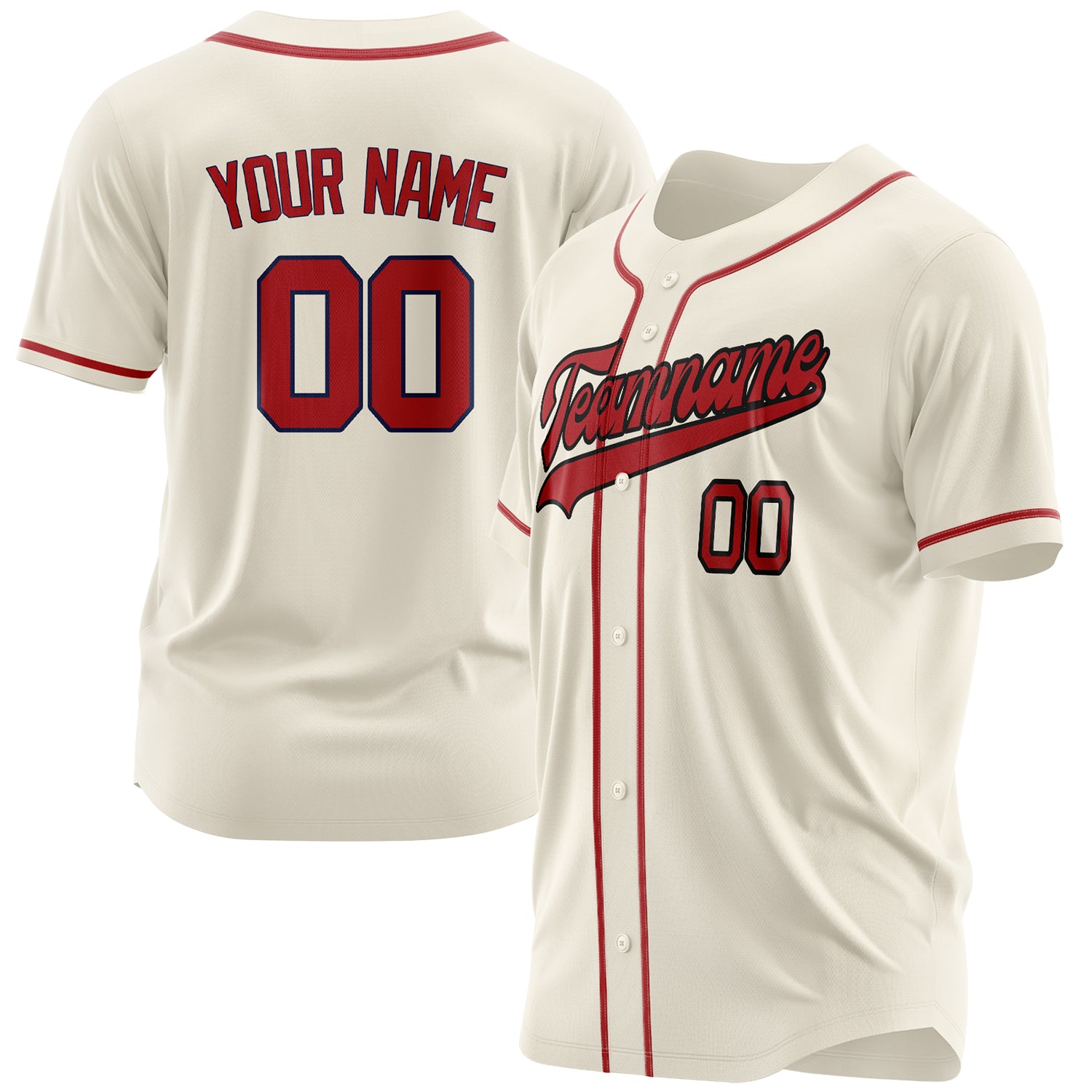 Benutzerdefiniertes Professionelles Creme Rot Baseballtrikot BB03240607YX060