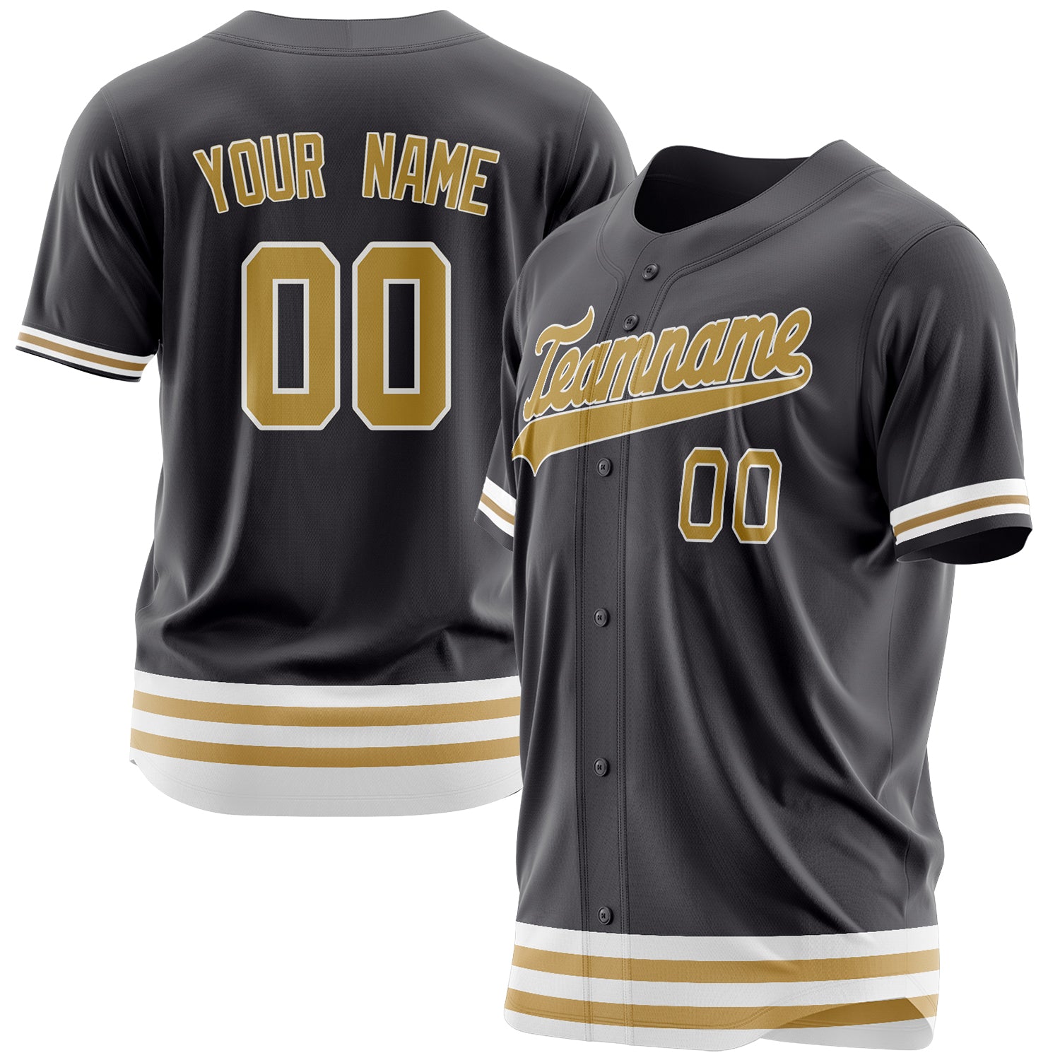 Benutzerdefiniertes Professionelles Stahlgrau Altgold Baseballtrikot BB03240607YX213