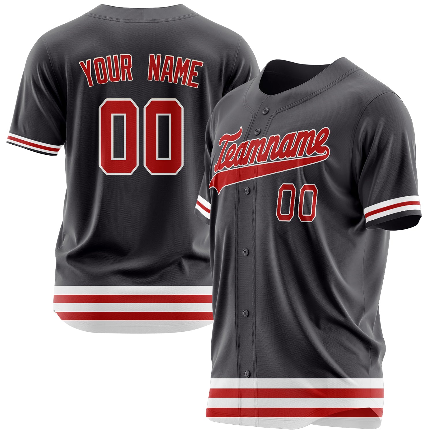 Benutzerdefiniertes Professionelles Stahlgrau Rot Baseballtrikot BB03240607YX216