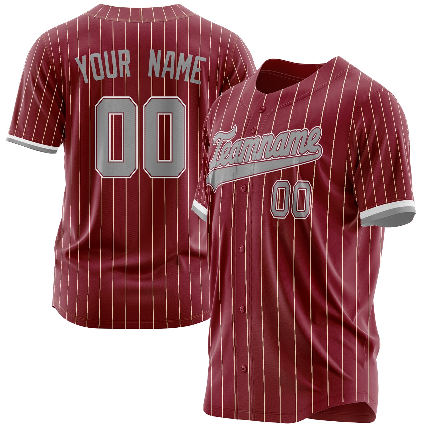 Benutzerdefiniertes Professionelles Karmesinrot Grau Baseballtrikot BB03240609CK301