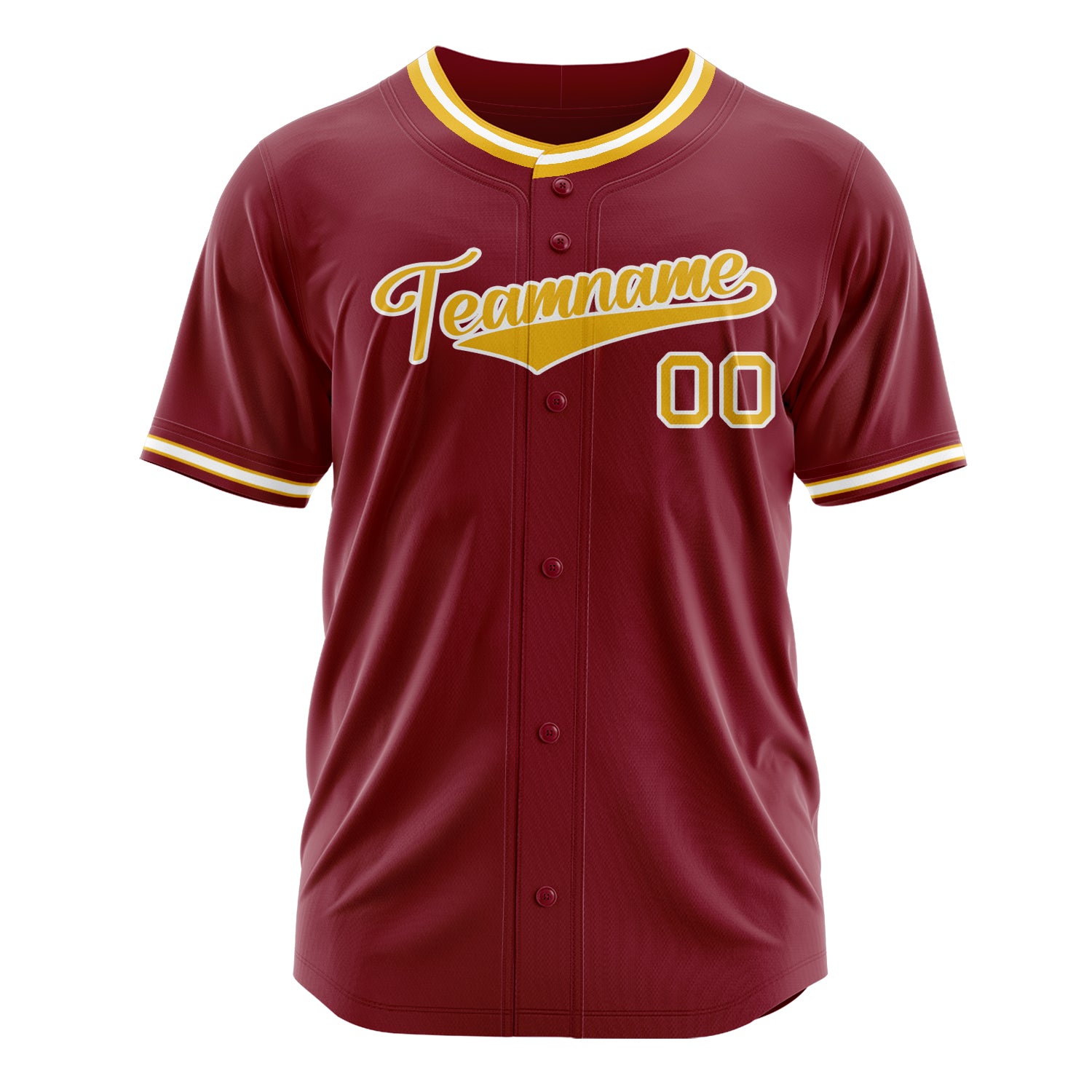 Benutzerdefiniertes Professionelles Karmesinrot Gold Baseballtrikot