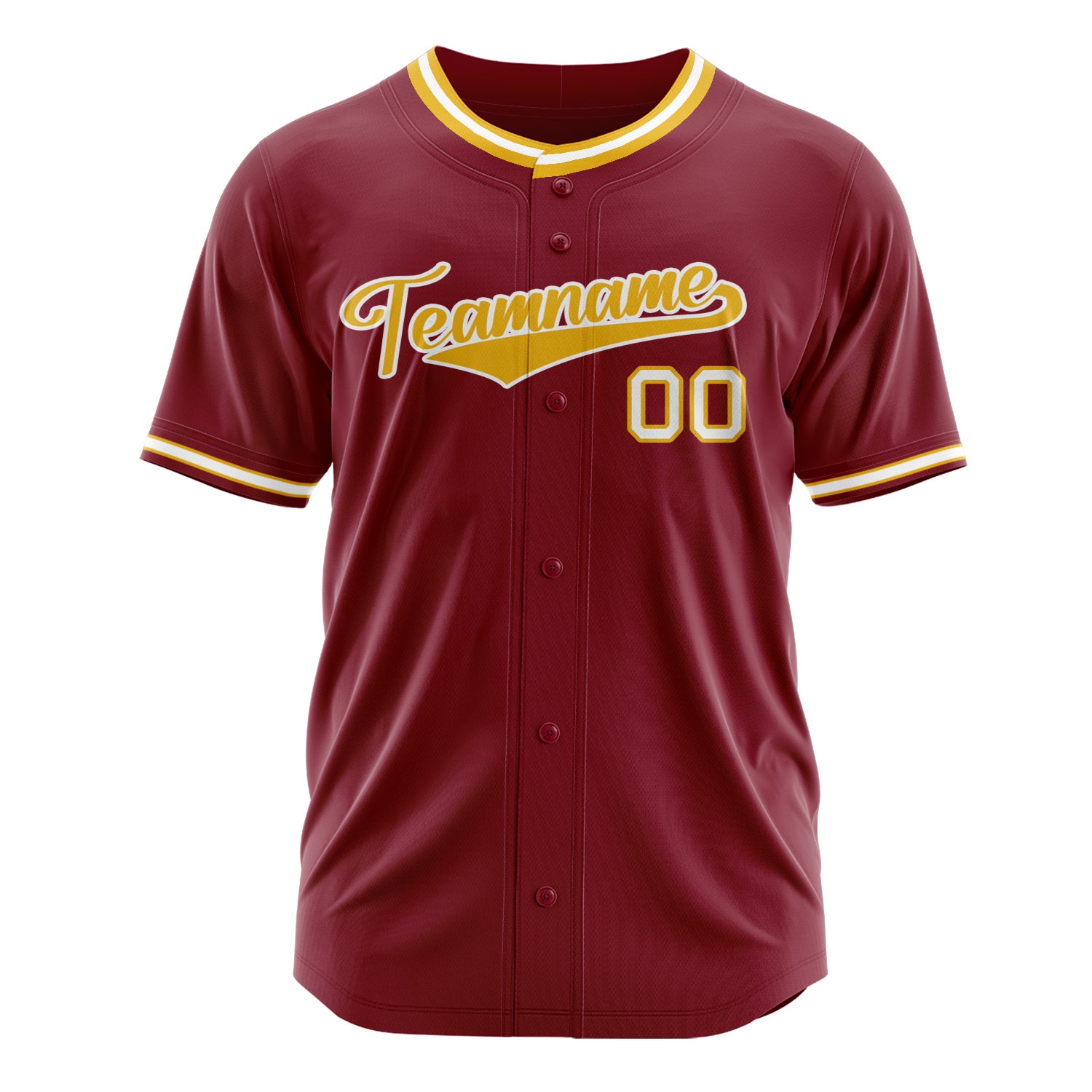 Custom Professional Crimson Gold Baseball Jersey