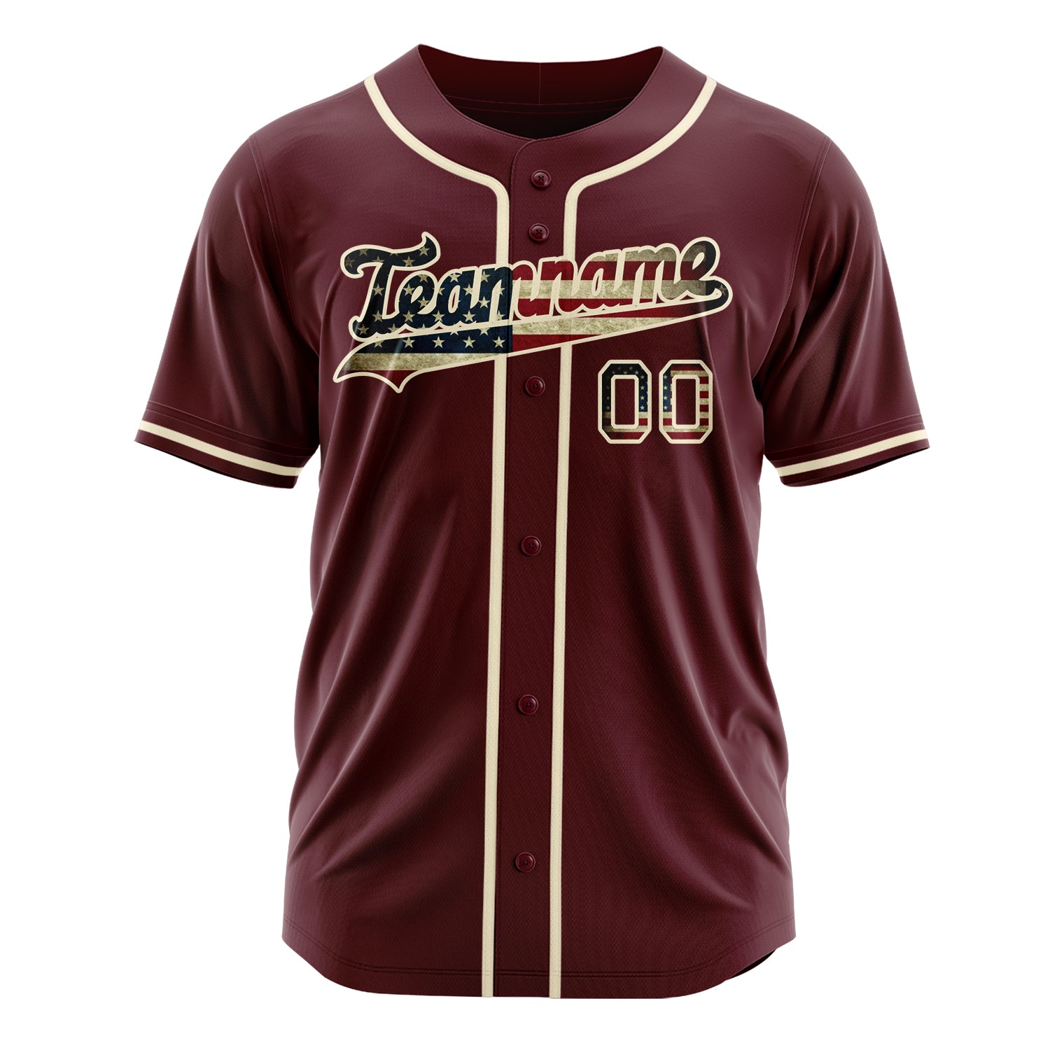 Benutzerdefiniertes Professionelles Burgund Creme Baseballtrikot