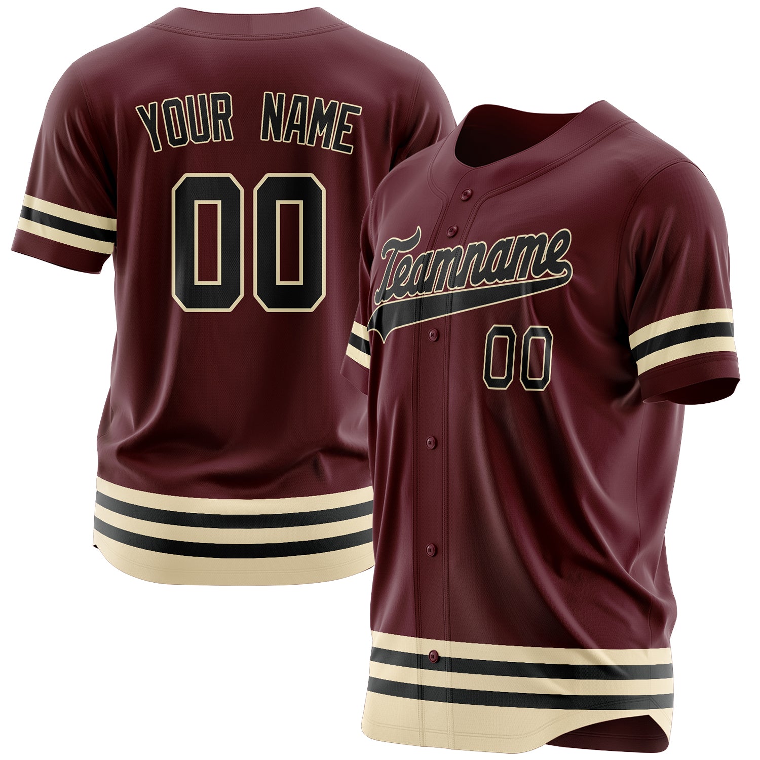 Benutzerdefiniertes Professionelles Burgund Schwarz Baseballtrikot BB03240609WX287