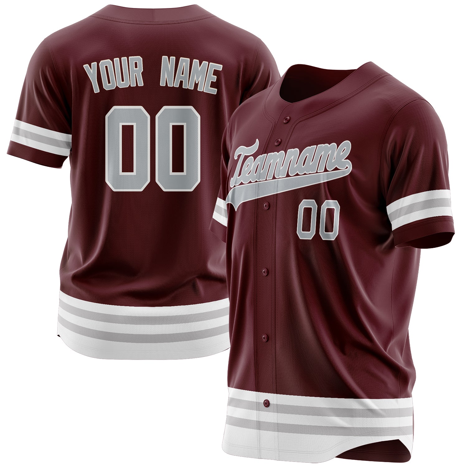 Benutzerdefiniertes Professionelles Burgund Grau Baseballtrikot BB03240609WX289