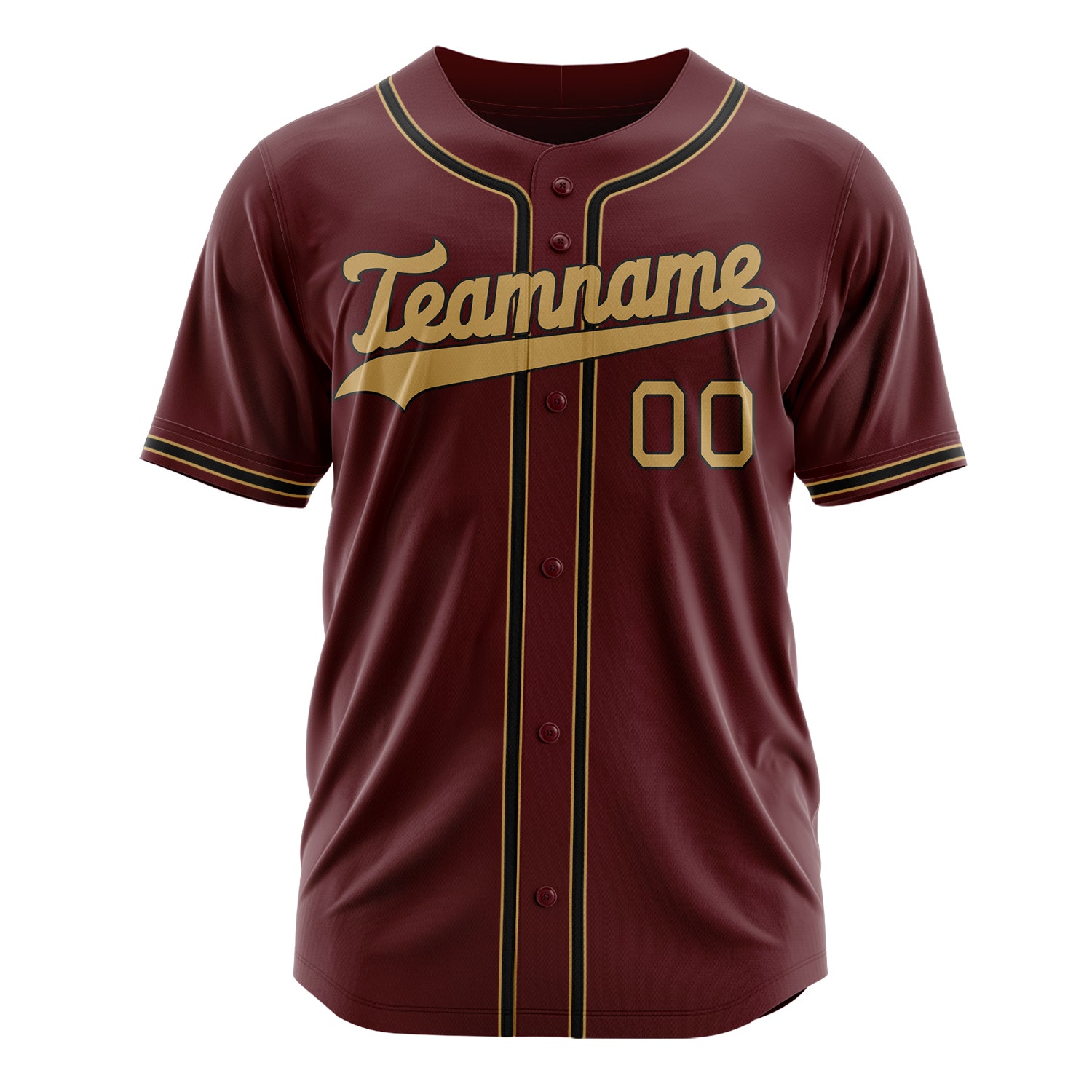 Custom Professional Burgundy Old Gold Baseball Jersey